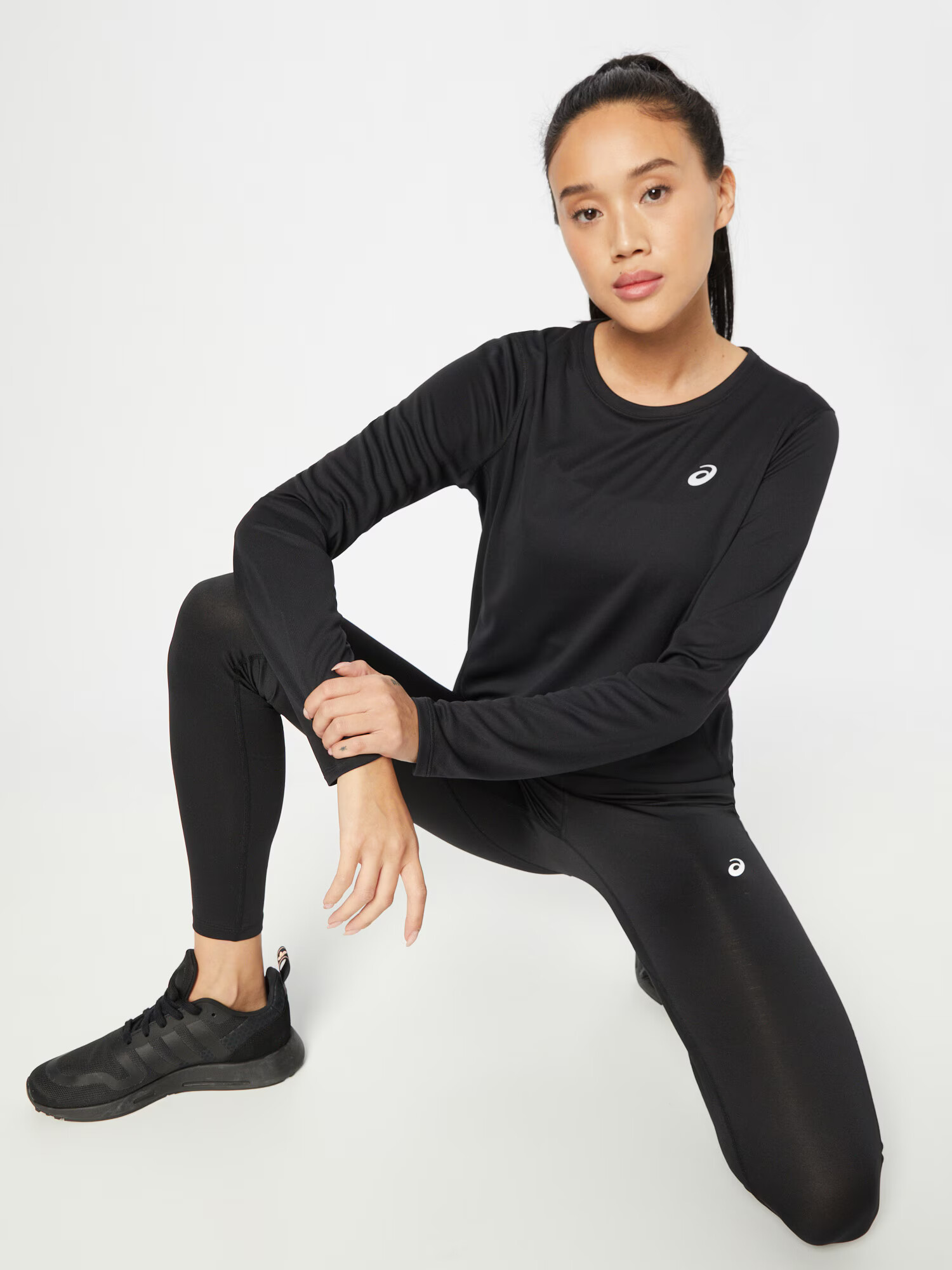 ASICS Tricou funcțional 'Core' negru / alb - Pled.ro