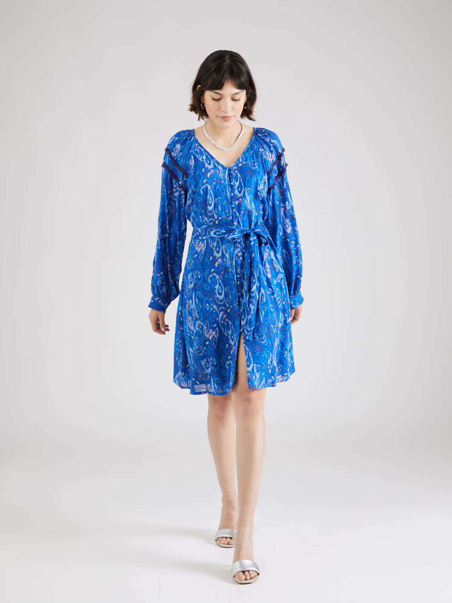 Atelier Rêve Rochie tip bluză 'IRODILE' bleumarin / albastru deschis / galben deschis / roz deschis - Pled.ro