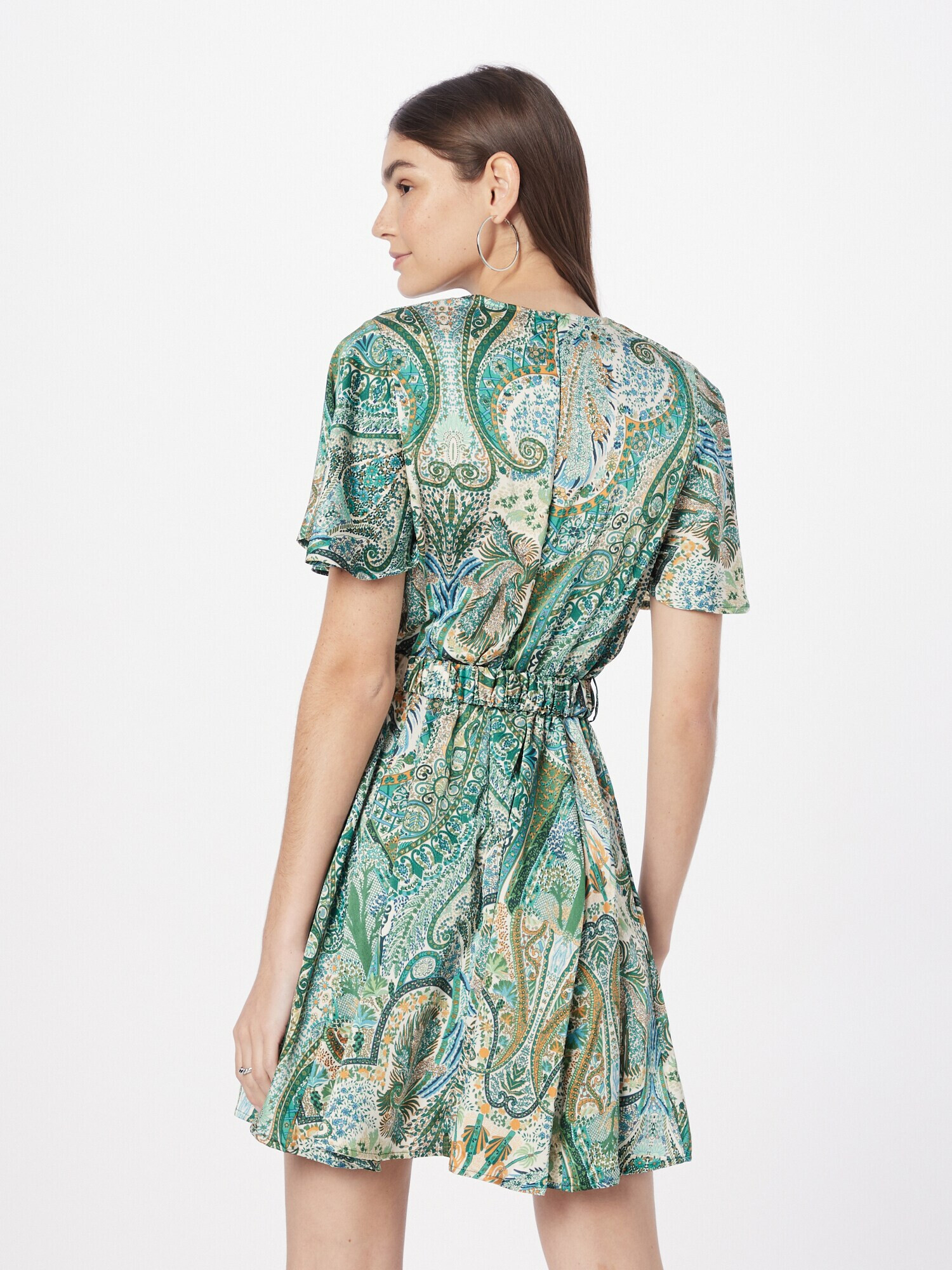 AX Paris Rochie albastru deschis / verde jad / portocaliu / alb - Pled.ro