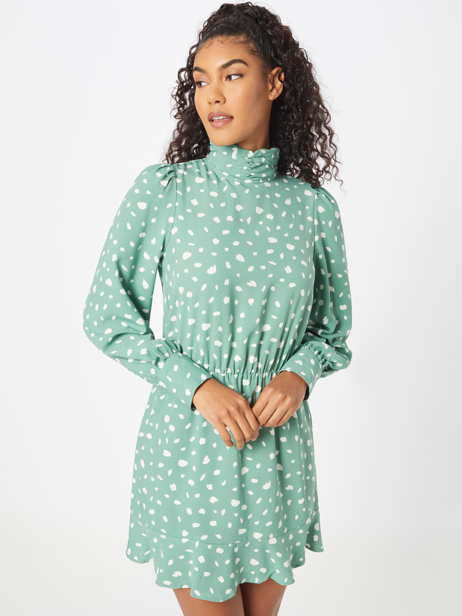 AX Paris Rochie tip bluză verde mentă / alb - Pled.ro