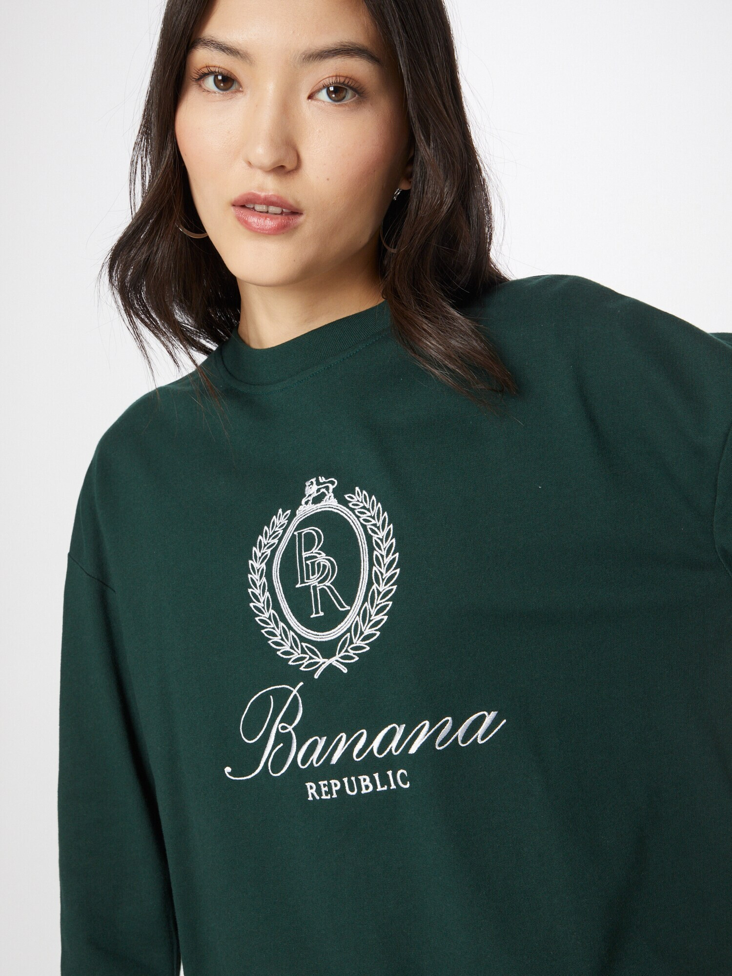 Banana Republic Bluză de molton verde / alb - Pled.ro