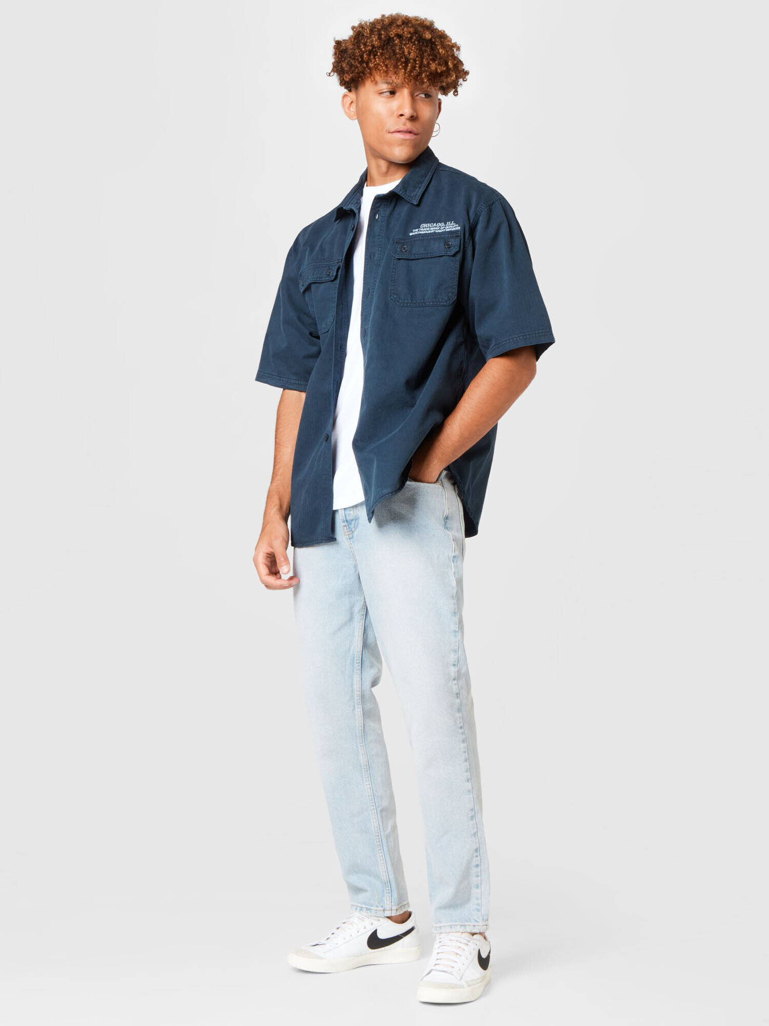 BDG Urban Outfitters Cămașă 'JEFFERY BULL' bleumarin / albastru deschis - Pled.ro