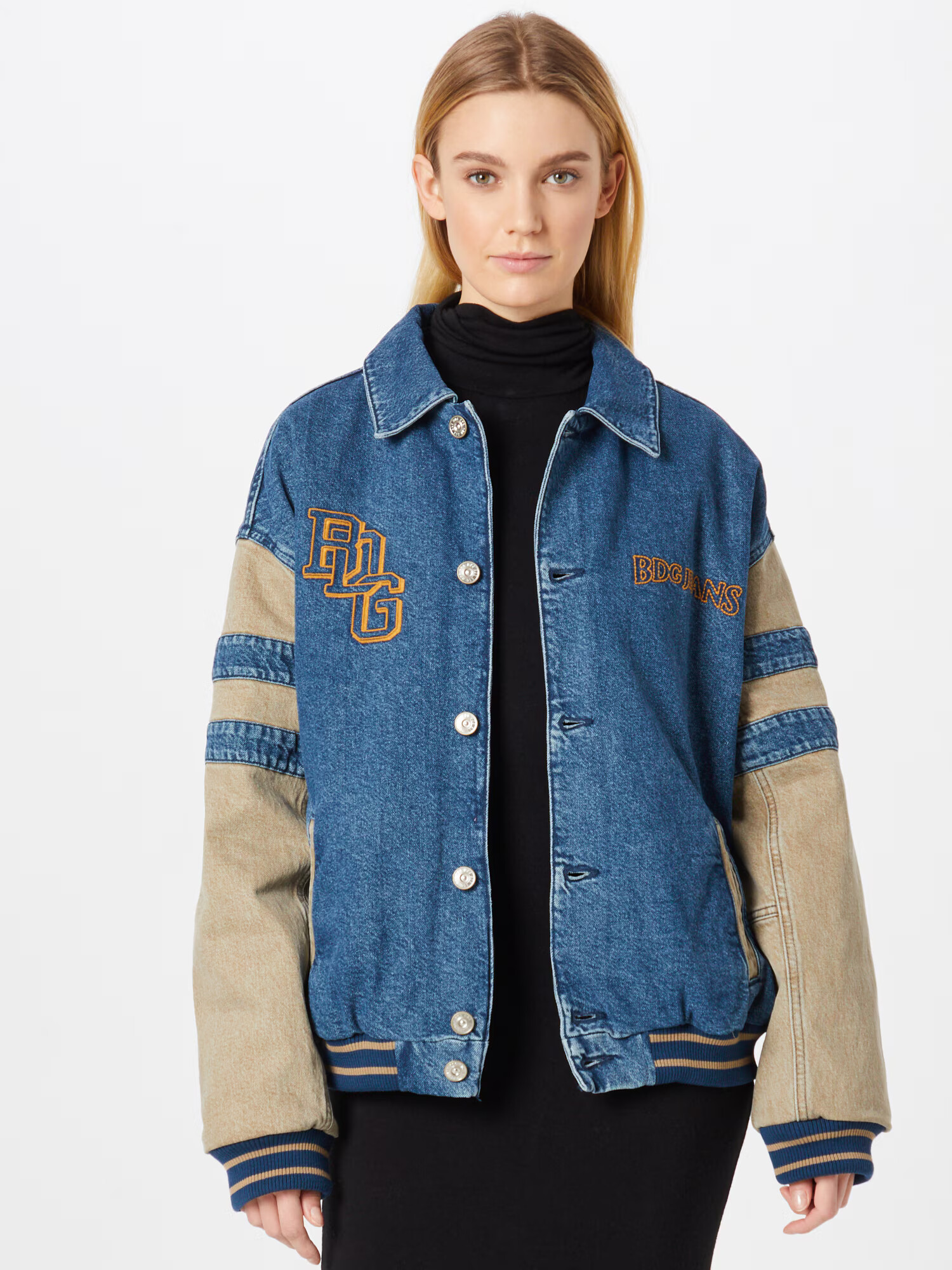 BDG Urban Outfitters Geacă de primăvară-toamnă bej / albastru denim - Pled.ro