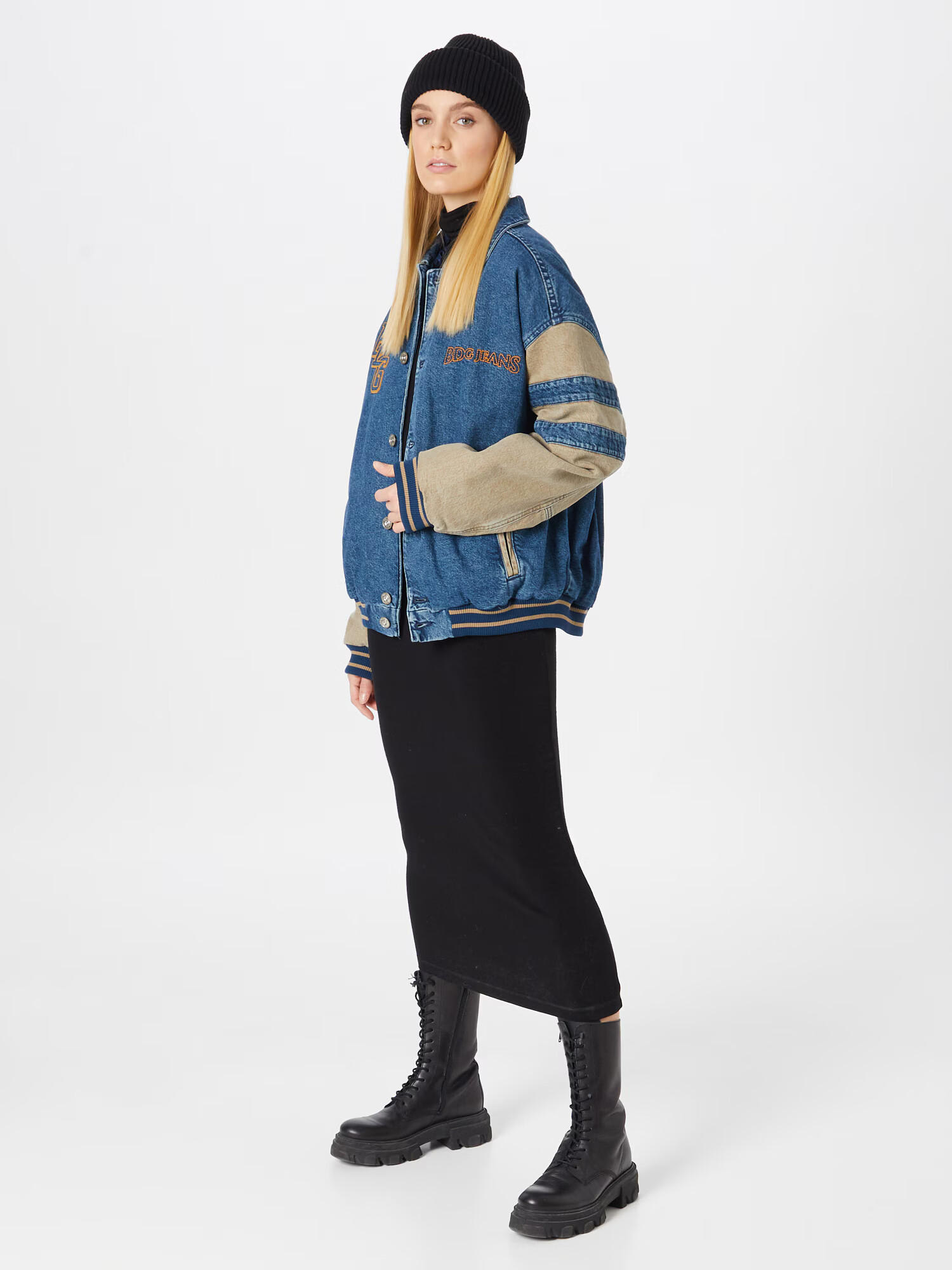 BDG Urban Outfitters Geacă de primăvară-toamnă bej / albastru denim - Pled.ro