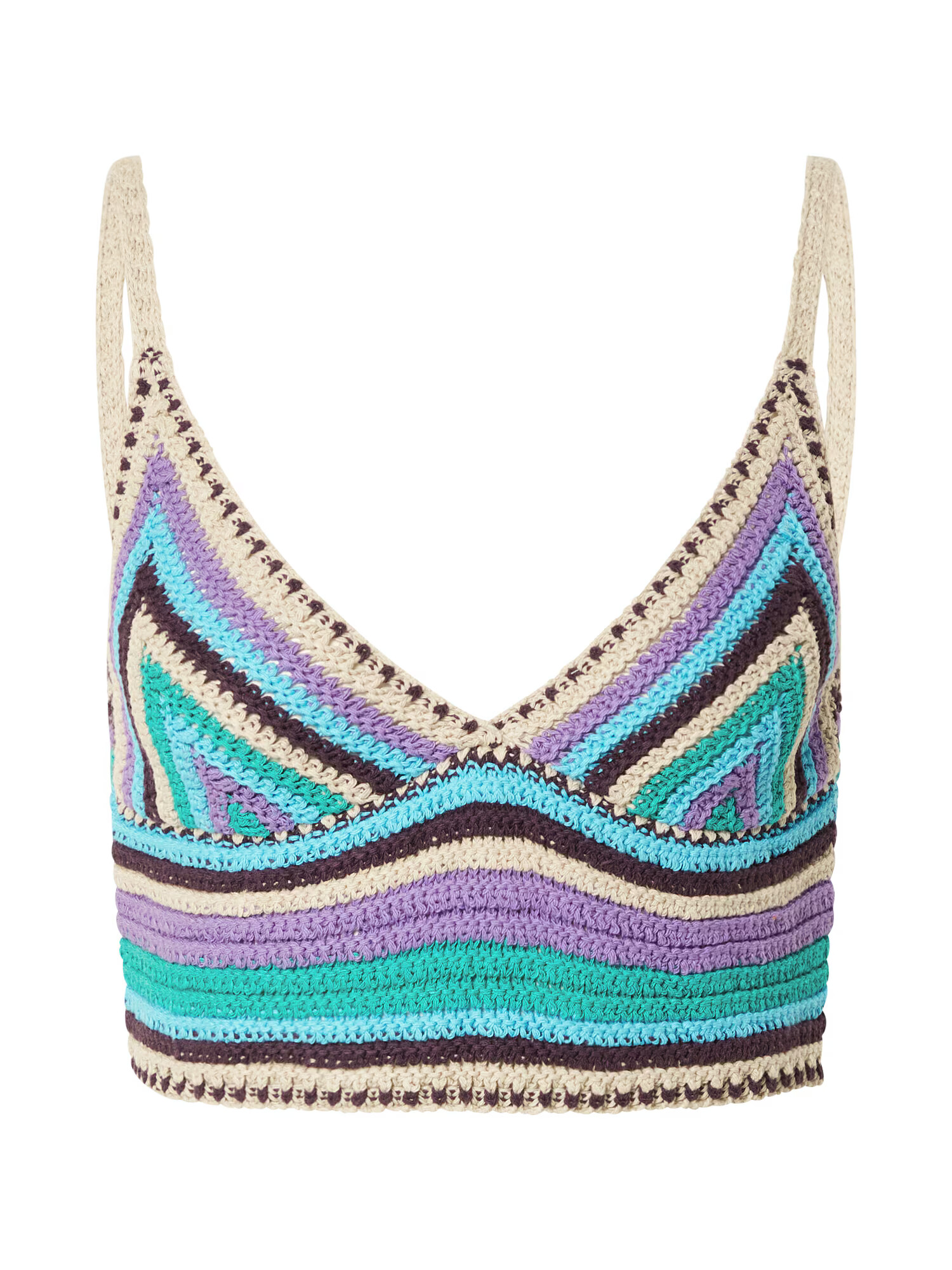 BDG Urban Outfitters Top brodat bej / azur / verde jad / lila - Pled.ro