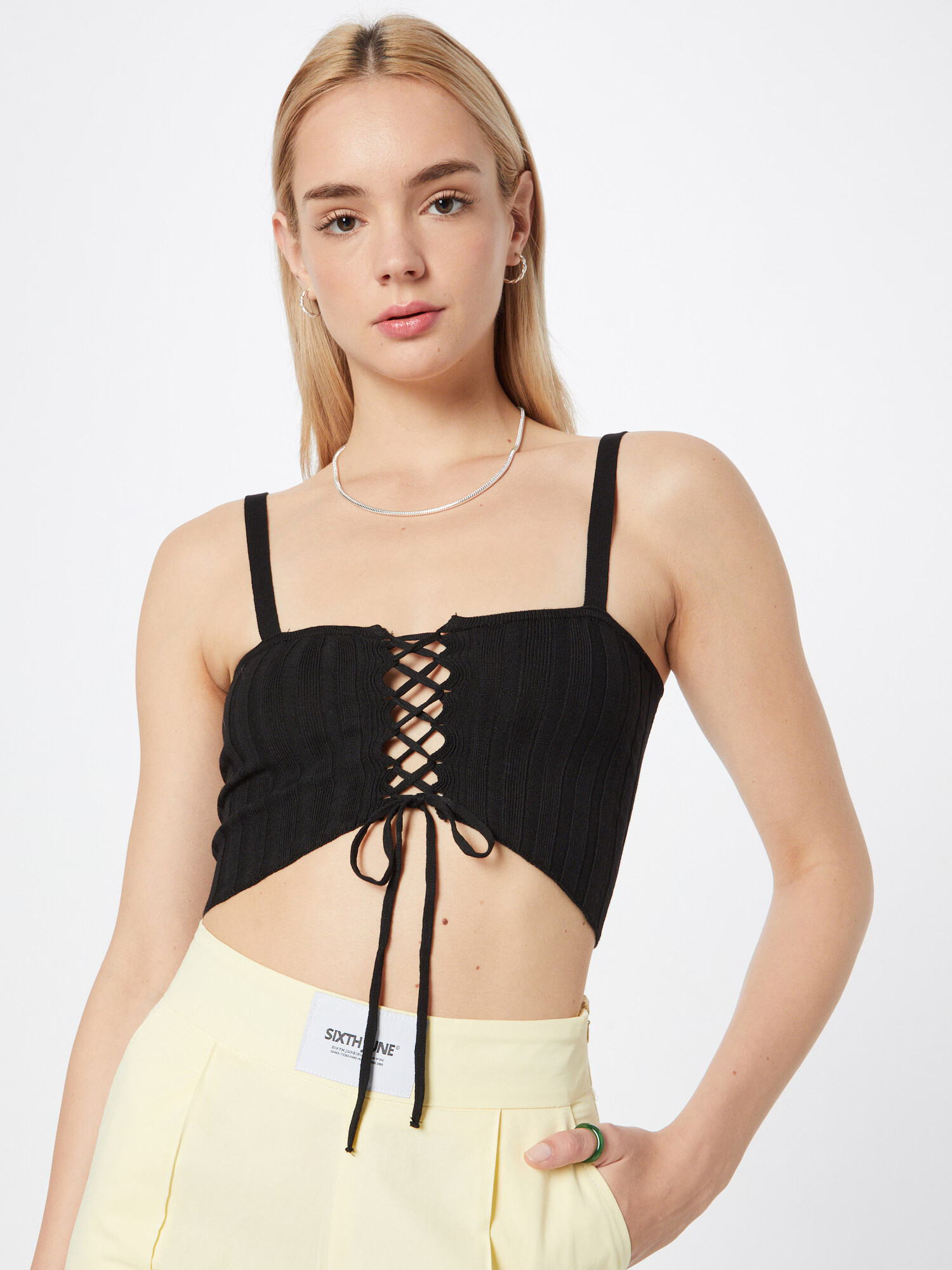 BDG Urban Outfitters Top brodat negru - Pled.ro