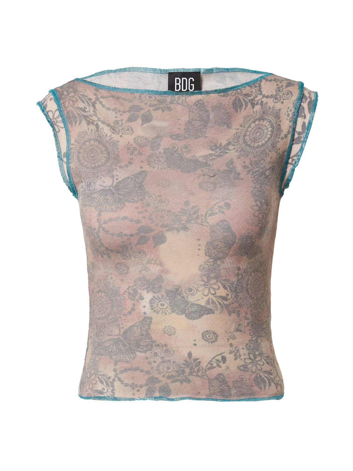 BDG Urban Outfitters Top șamoa / cyan / albastru porumbel / roz pal - Pled.ro