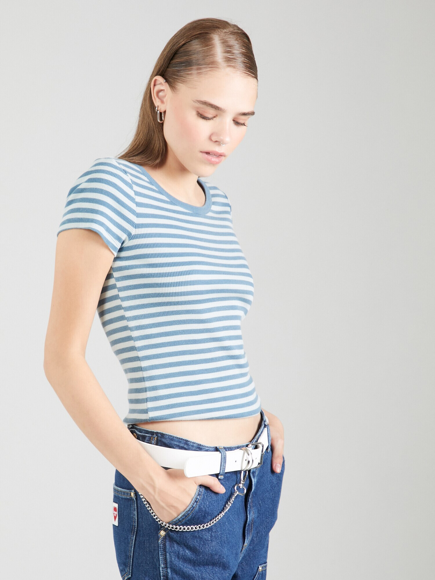 BDG Urban Outfitters Tricou albastru pastel / alb - Pled.ro