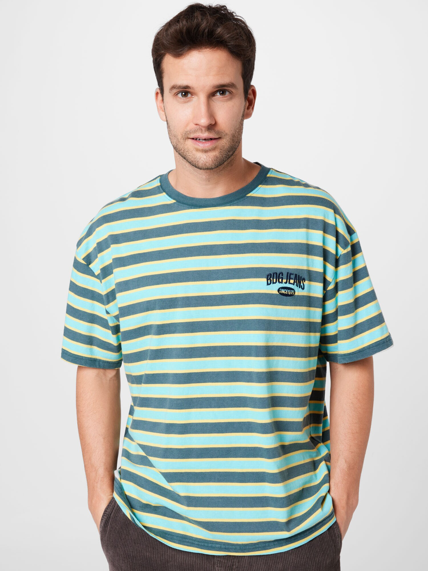 BDG Urban Outfitters Tricou bleumarin / galben deschis / verde smarald / verde mentă - Pled.ro