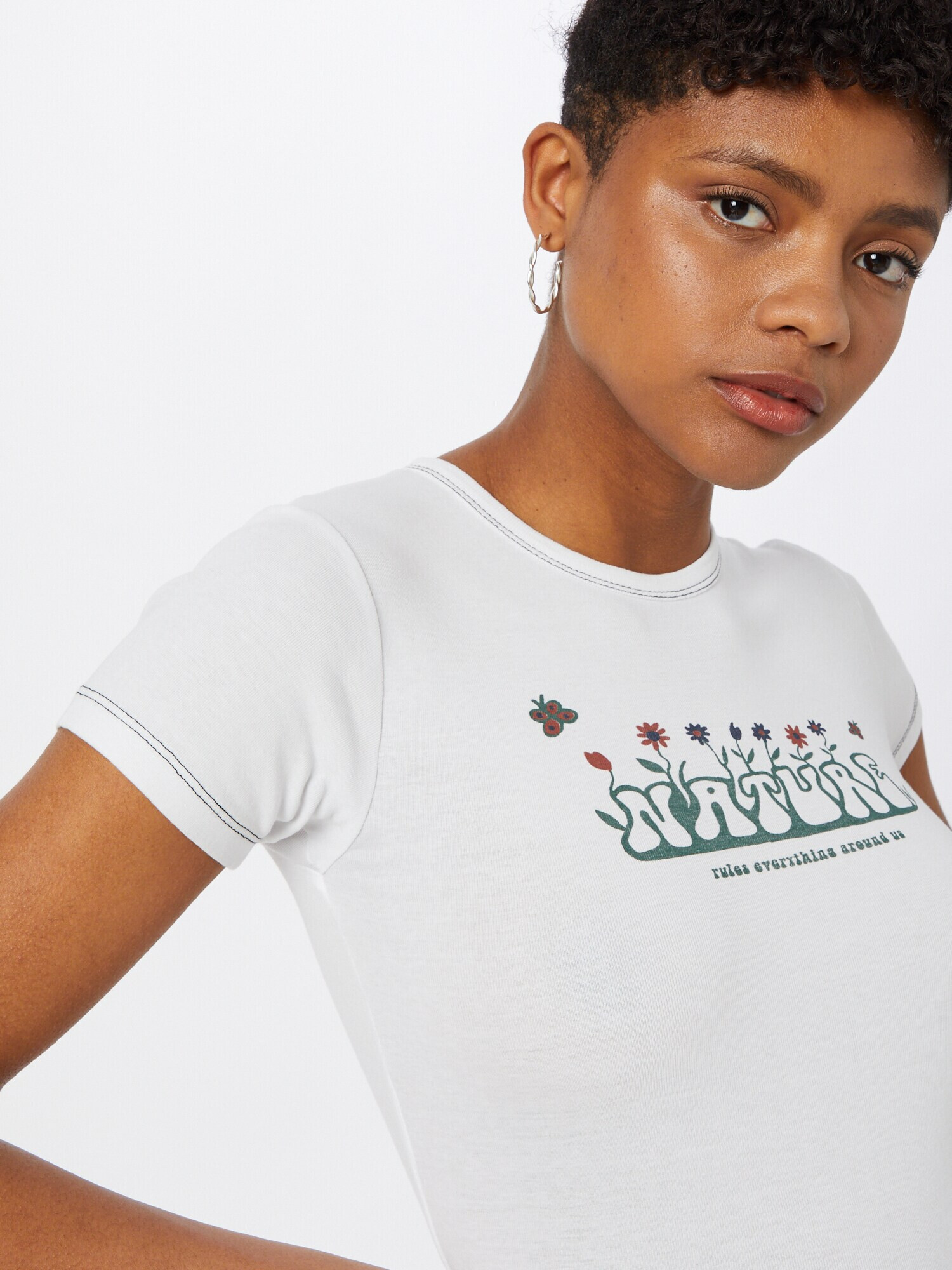 BDG Urban Outfitters Tricou 'NATURE RULES EVERYTHING' mai multe culori / alb - Pled.ro