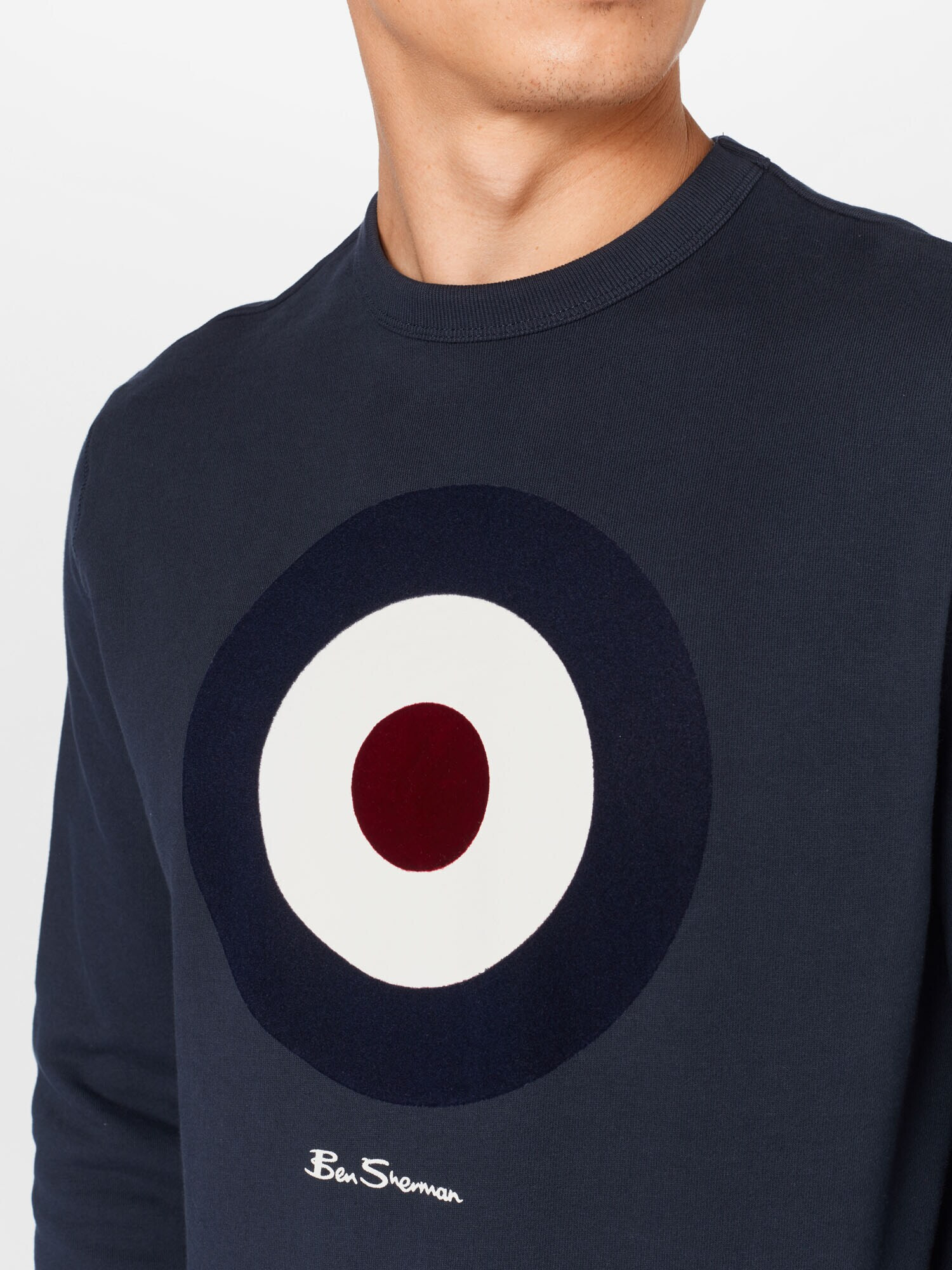 Ben Sherman Bluză de molton 'FLOCK TARGET' bleumarin / roșu bordeaux / alb - Pled.ro