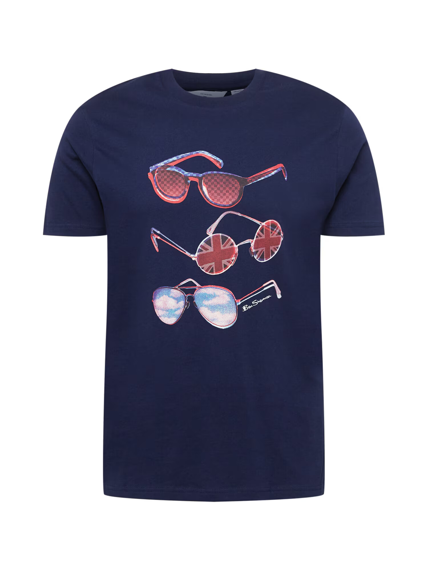 Ben Sherman Tricou 'SUMMER SHADES' albastru marin / albastru deschis / roșu deschis / negru / alb murdar - Pled.ro