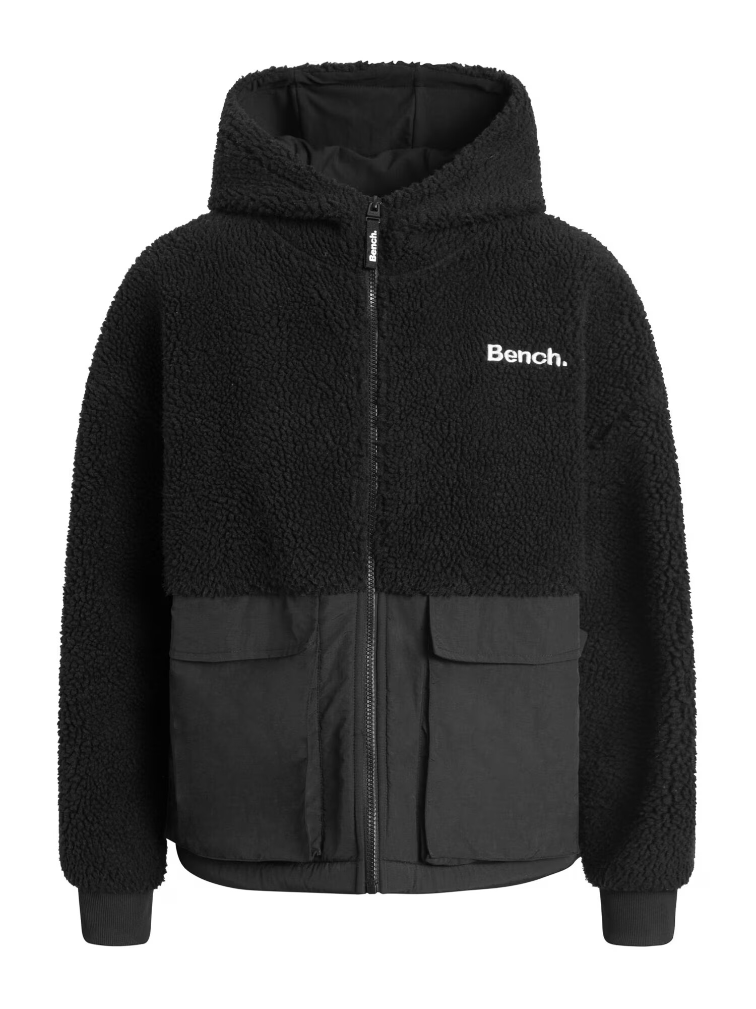 BENCH Jachetă fleece 'SANDIE' negru / alb - Pled.ro