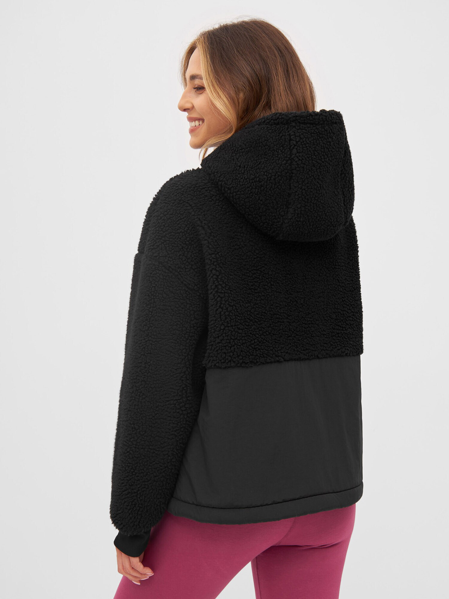 BENCH Jachetă fleece 'SANDIE' negru / alb - Pled.ro