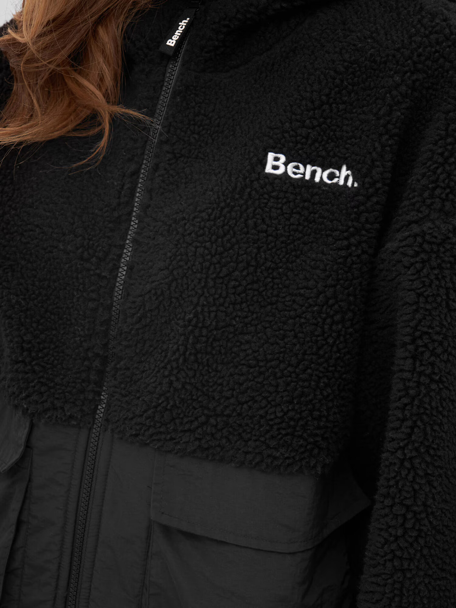 BENCH Jachetă fleece 'SANDIE' negru / alb - Pled.ro