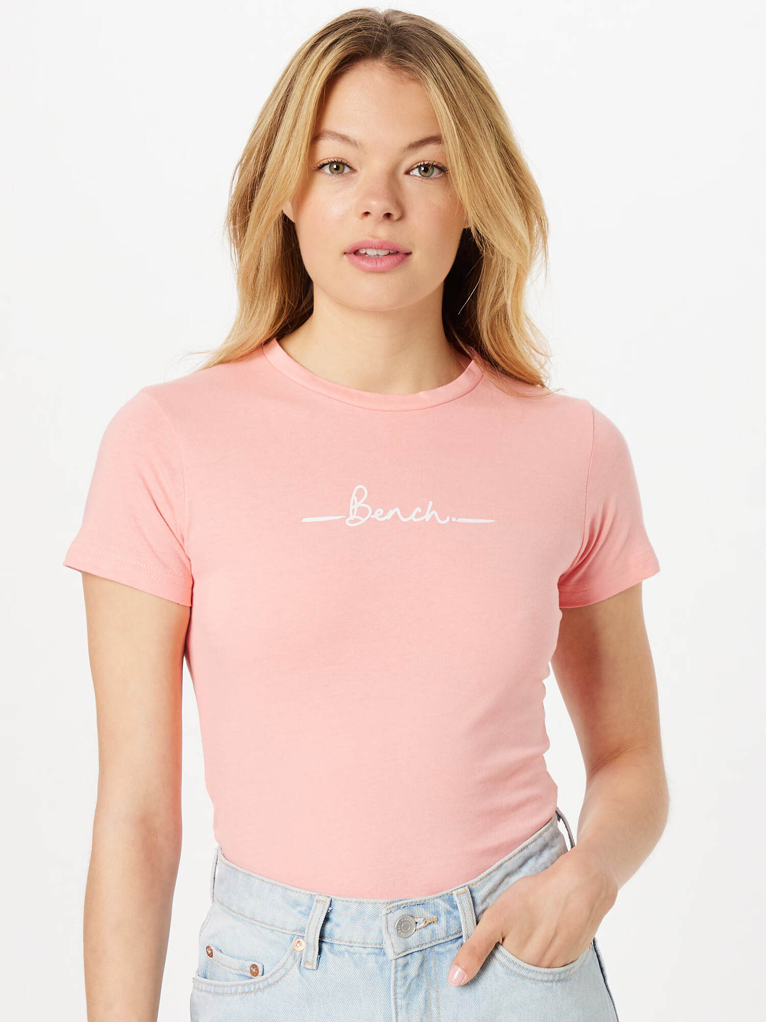 BENCH Tricou 'Abelia' rosé / alb - Pled.ro