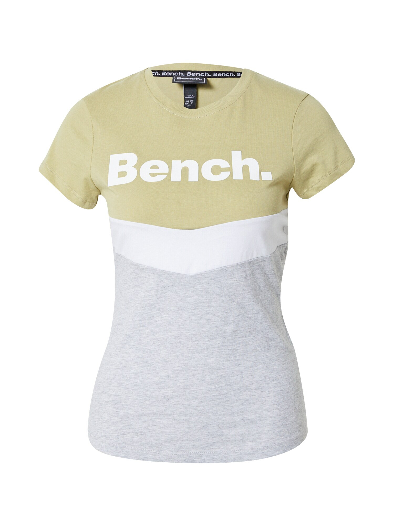 BENCH Tricou 'JAYJAY' gri amestecat / verde deschis / alb - Pled.ro