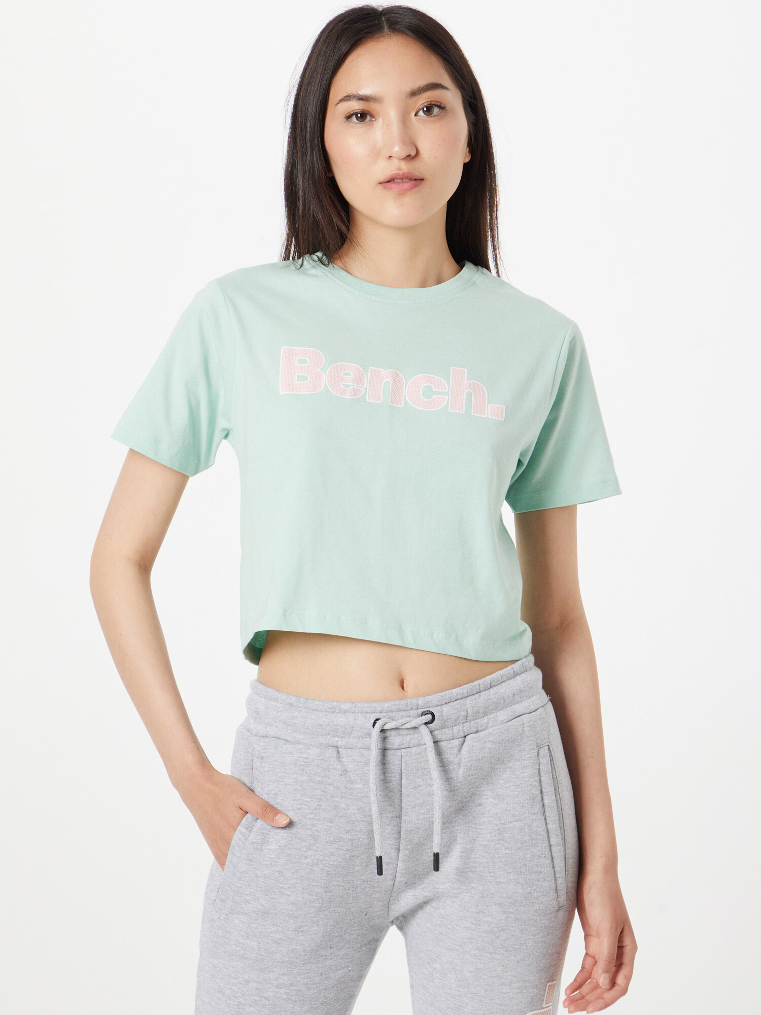 BENCH Tricou 'KAY' verde mentă / alb - Pled.ro