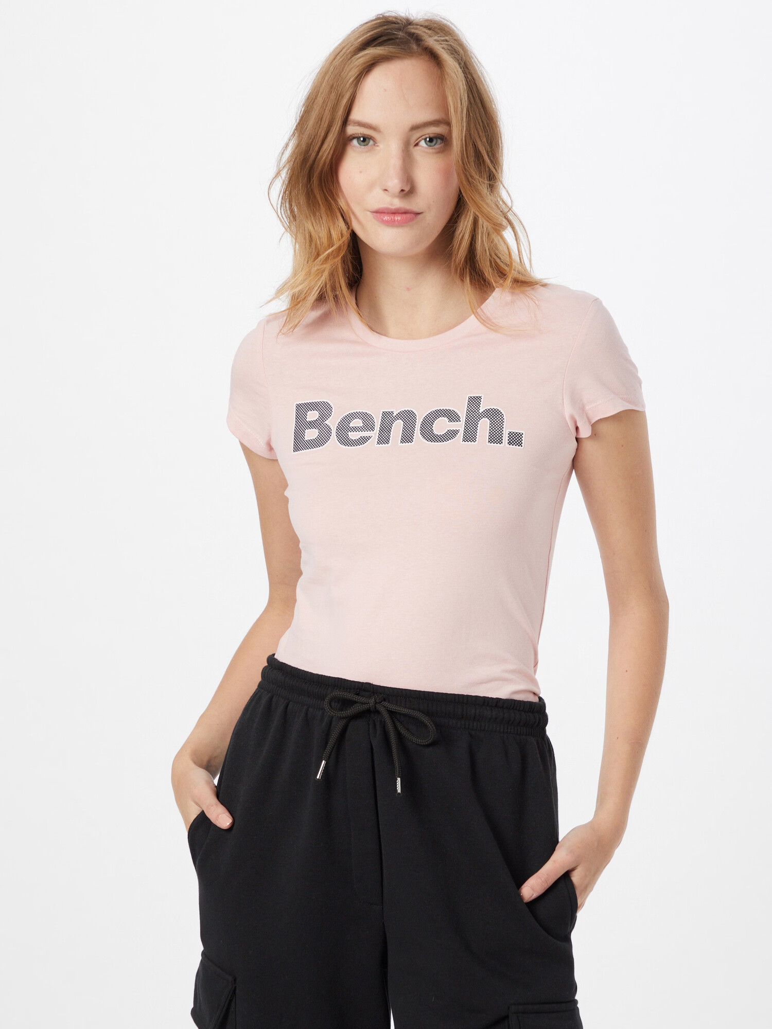 BENCH Tricou 'LEORA' roz / negru / alb - Pled.ro