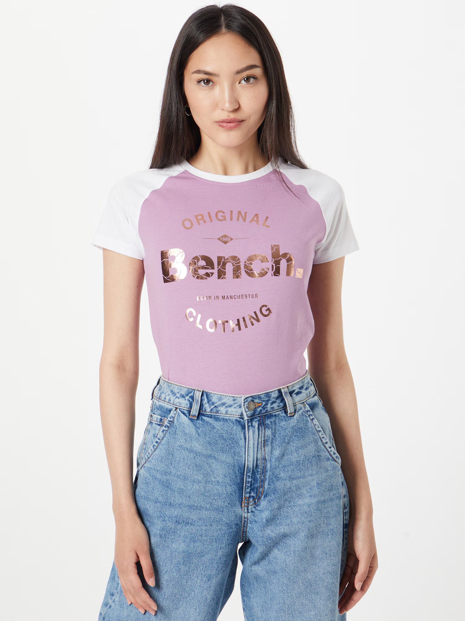 BENCH Tricou 'LEYTON' auriu - roz / roz / alb - Pled.ro