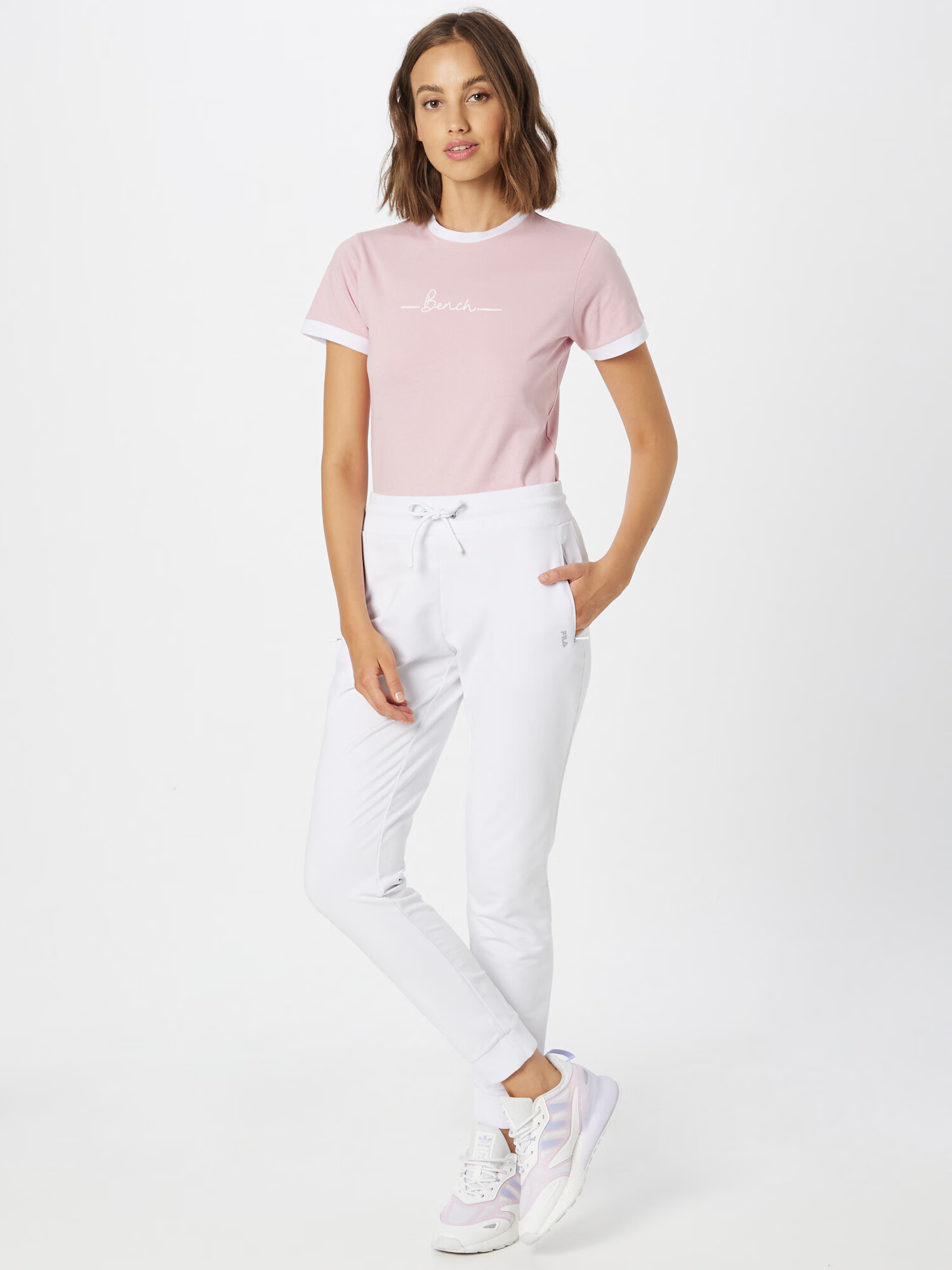 BENCH Tricou roz deschis / alb - Pled.ro