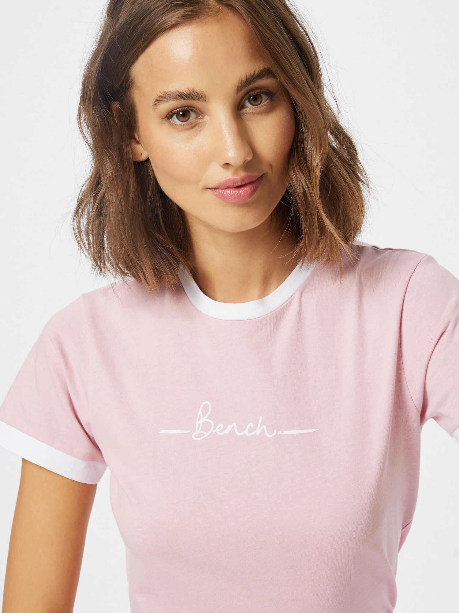 BENCH Tricou roz deschis / alb - Pled.ro