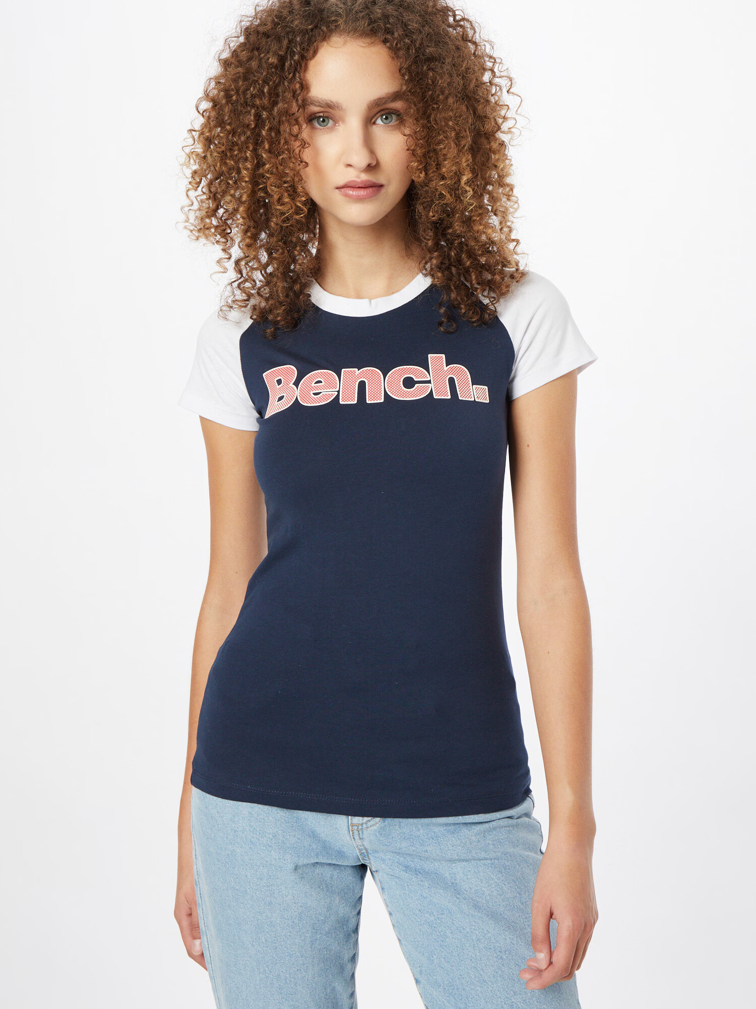 BENCH Tricou 'TRINA' bleumarin / roșu deschis / alb - Pled.ro