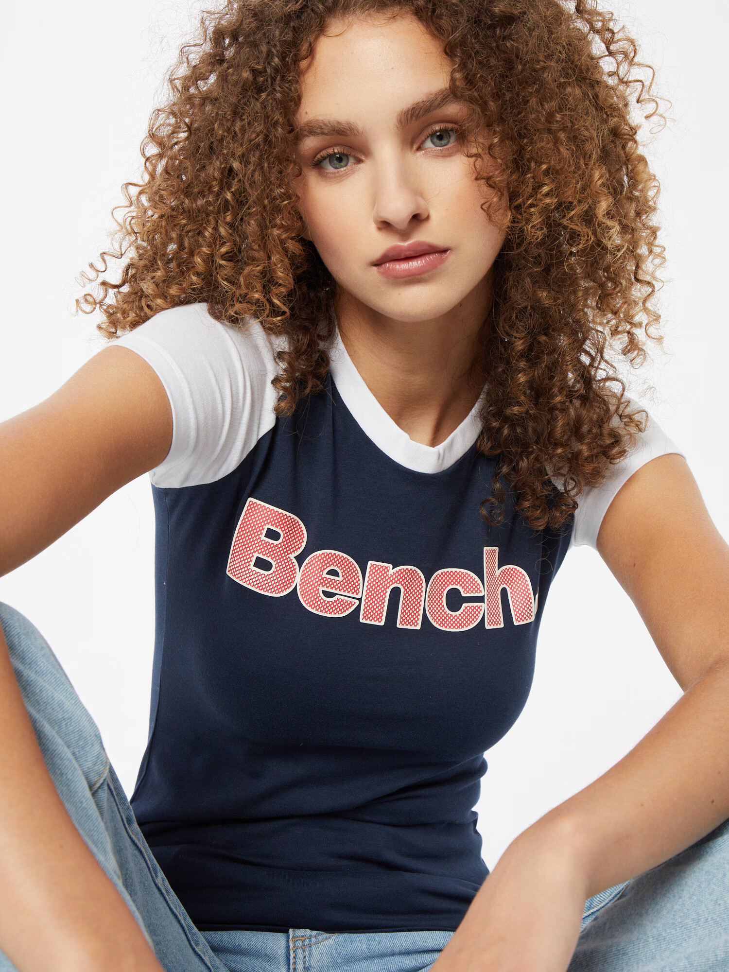 BENCH Tricou 'TRINA' bleumarin / roșu deschis / alb - Pled.ro