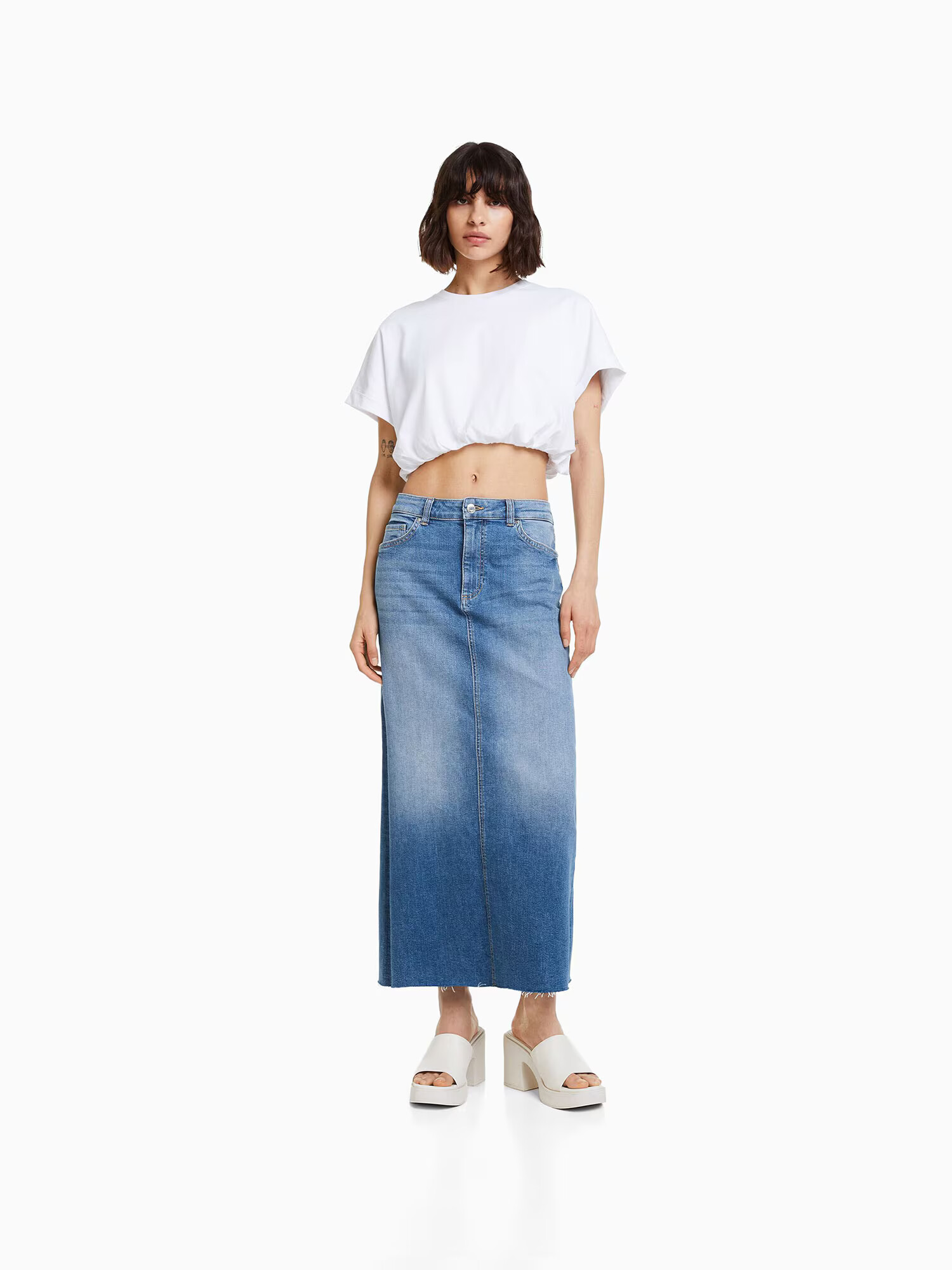 Bershka Fustă albastru denim - Pled.ro