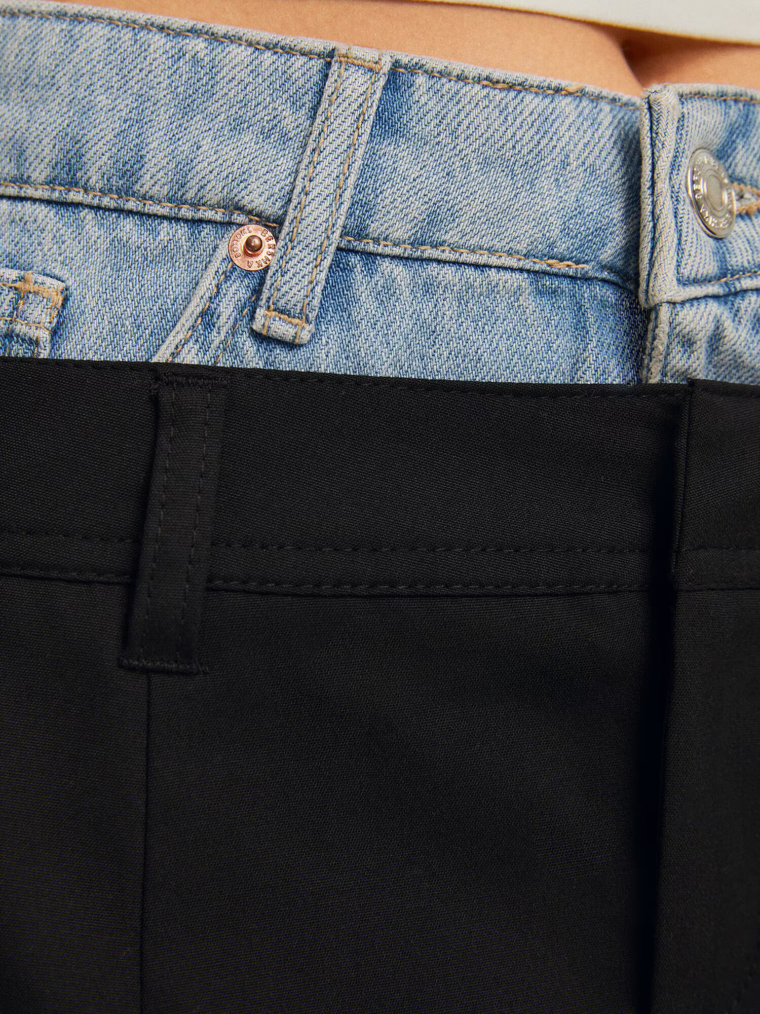 Bershka Fustă albastru denim / negru - Pled.ro