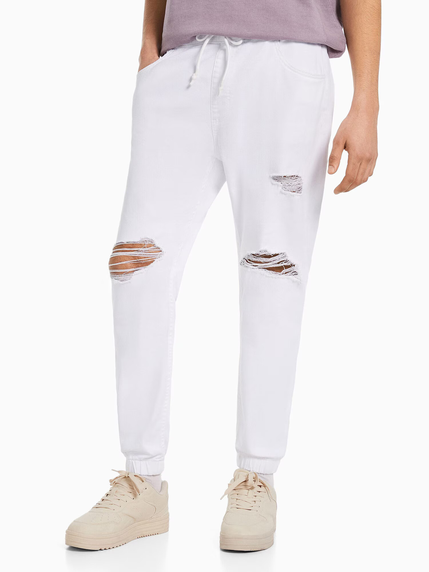 Bershka Jeans alb murdar - Pled.ro