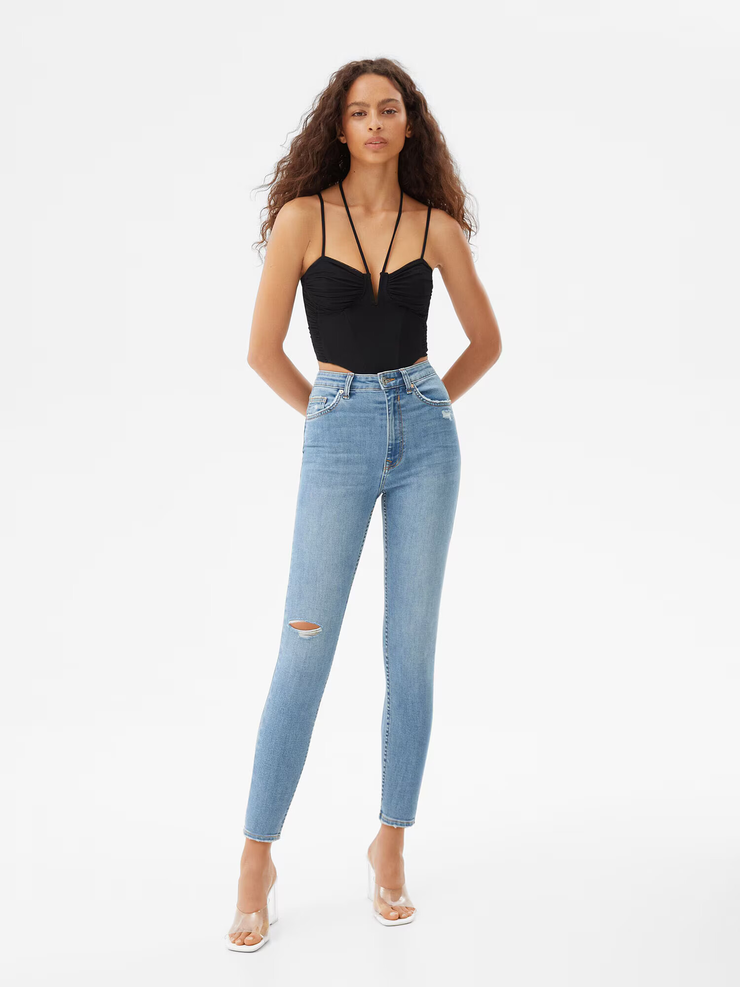 Bershka Jeans albastru denim - Pled.ro