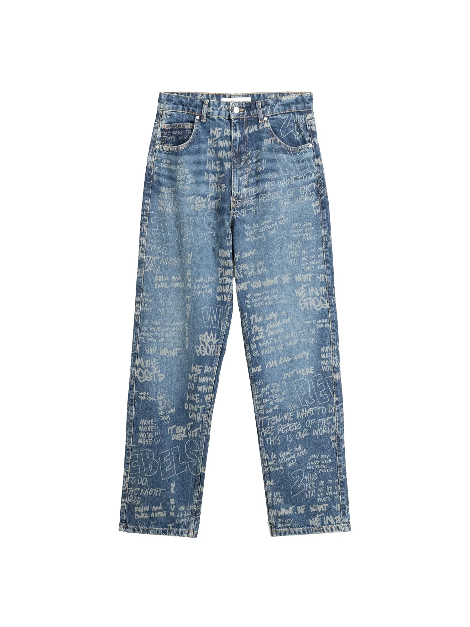 Bershka Jeans albastru denim / gri fumuriu - Pled.ro