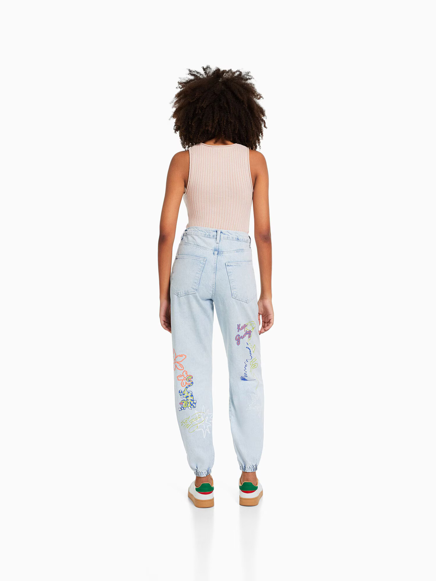 Bershka Jeans albastru deschis / galben / lila / alb - Pled.ro