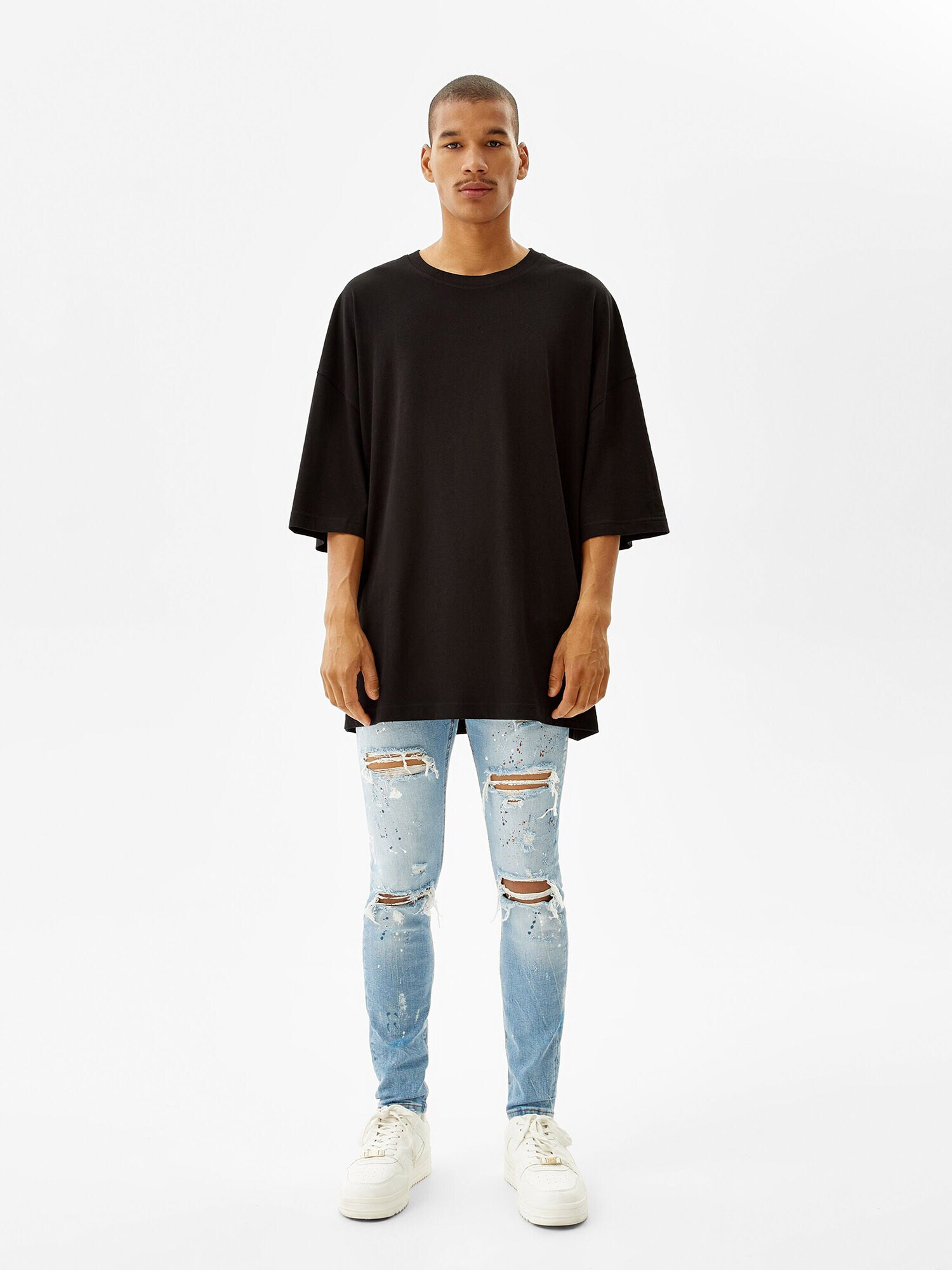 Bershka Jeans albastru deschis / galben / negru / alb - Pled.ro