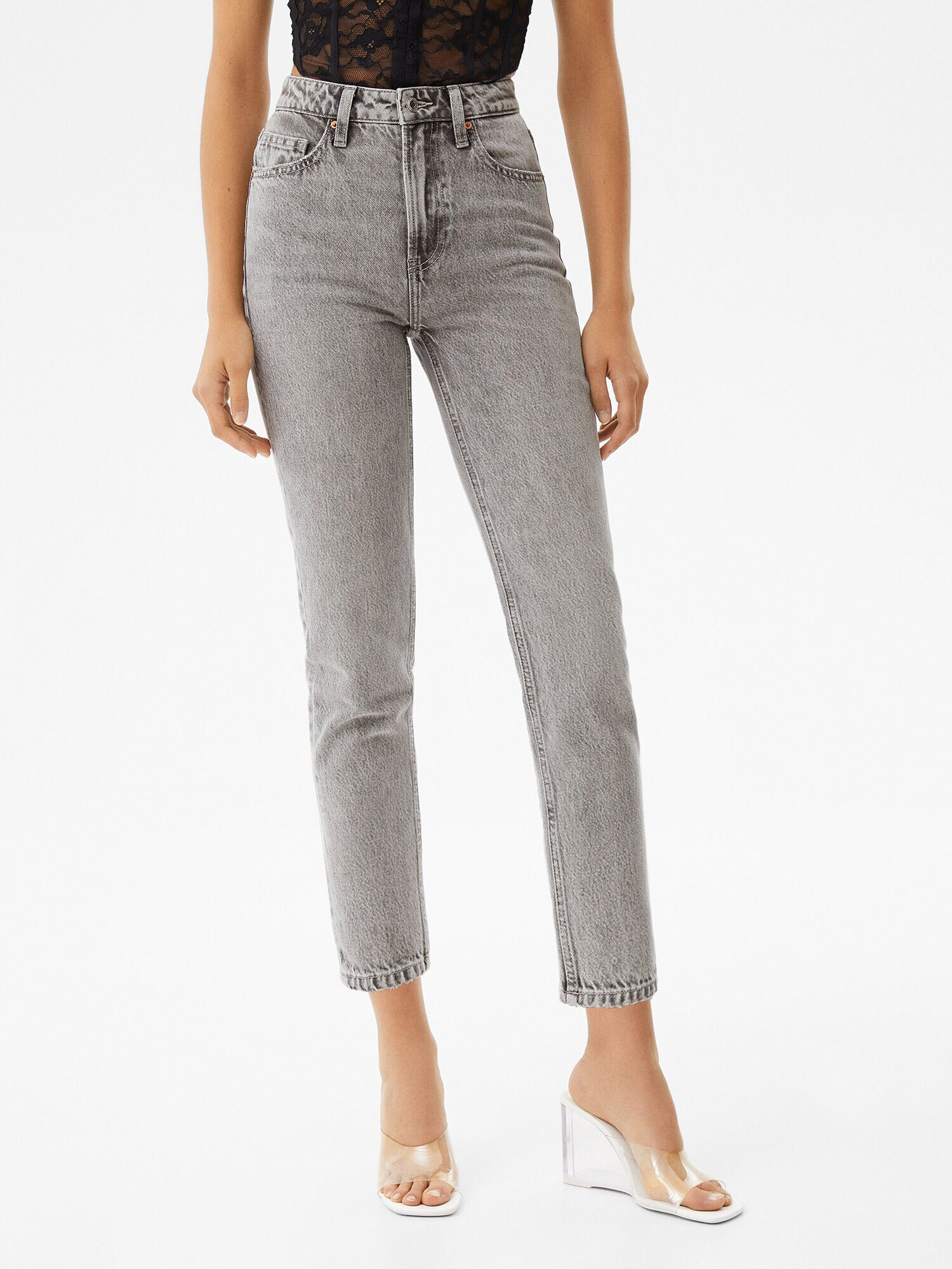 Bershka Jeans gri denim - Pled.ro