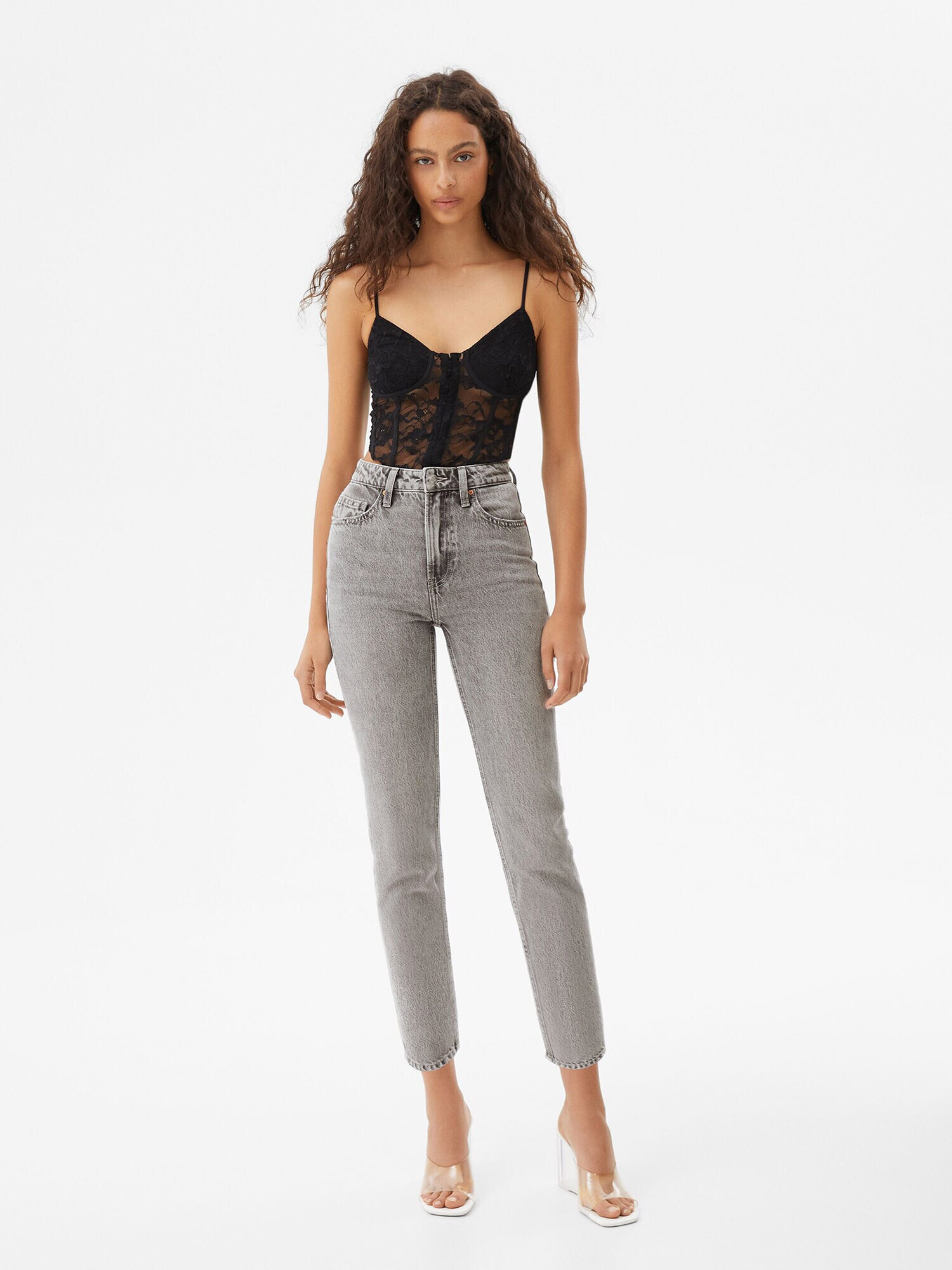 Bershka Jeans gri denim - Pled.ro