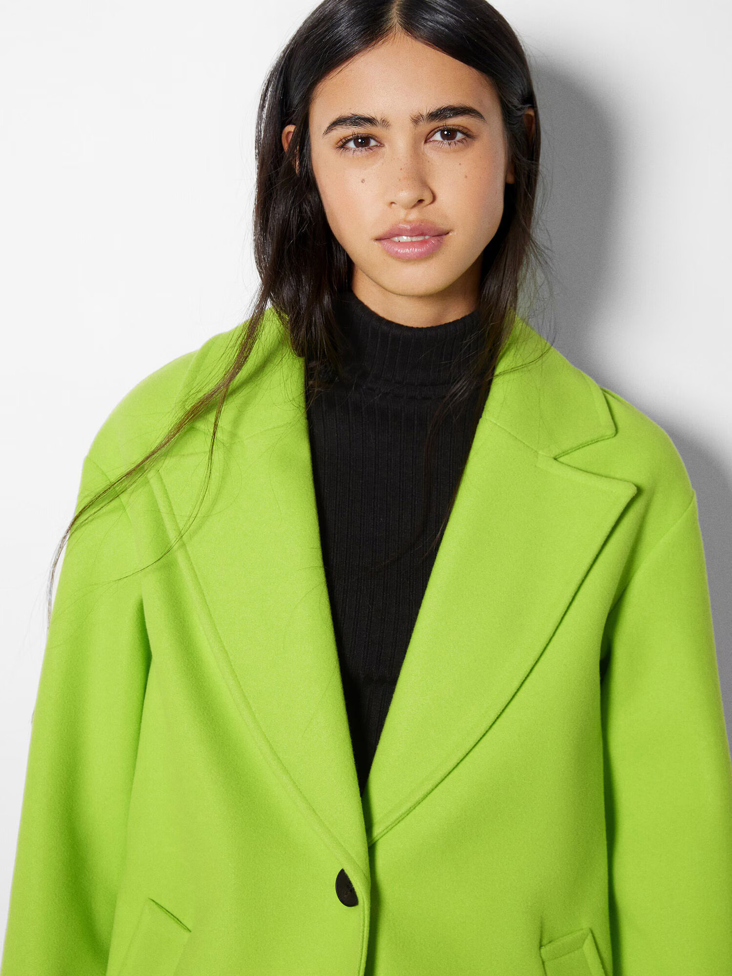 Bershka Palton de primăvară-toamnă verde kiwi - Pled.ro