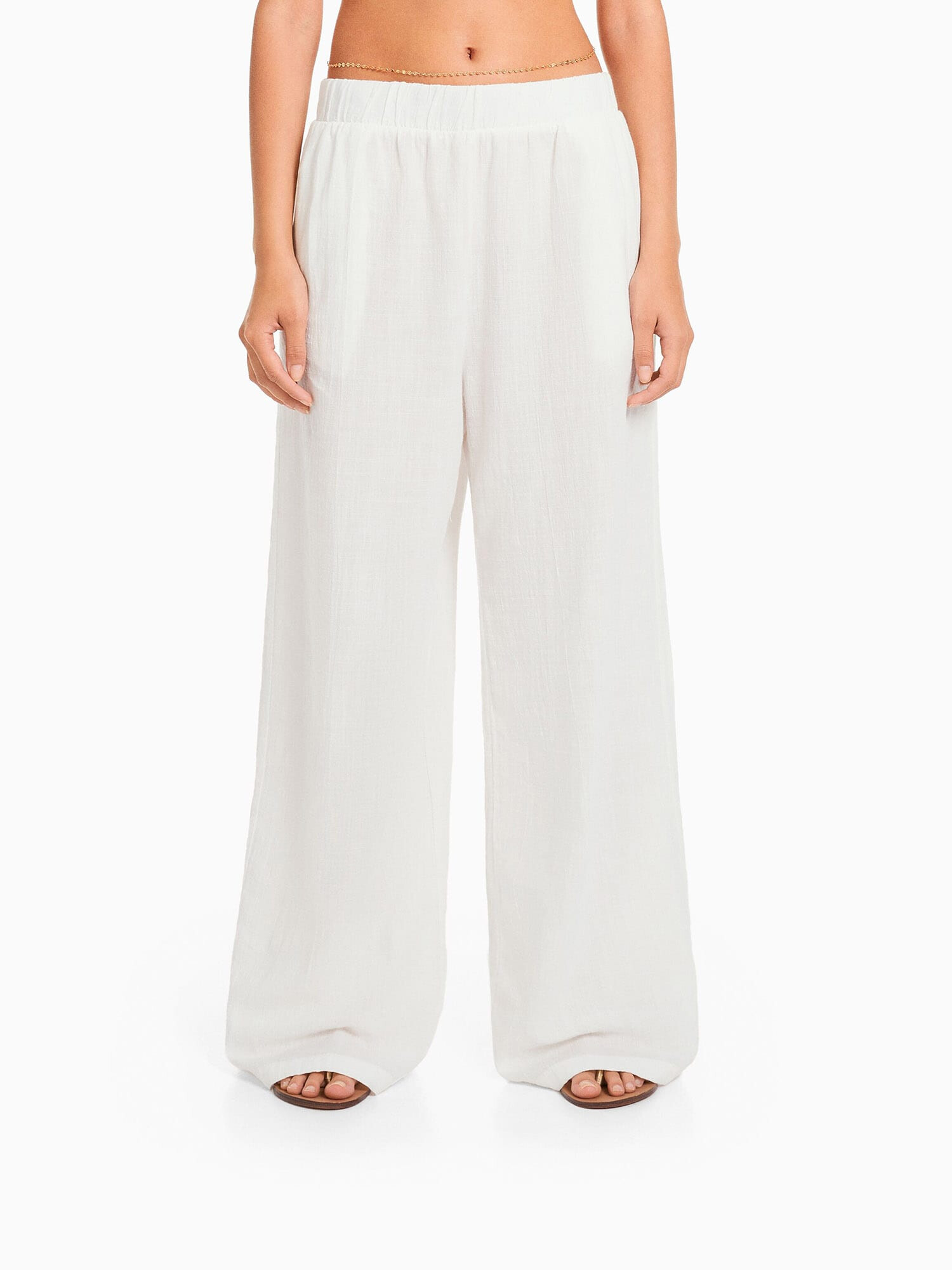 Bershka Pantaloni alb - Pled.ro