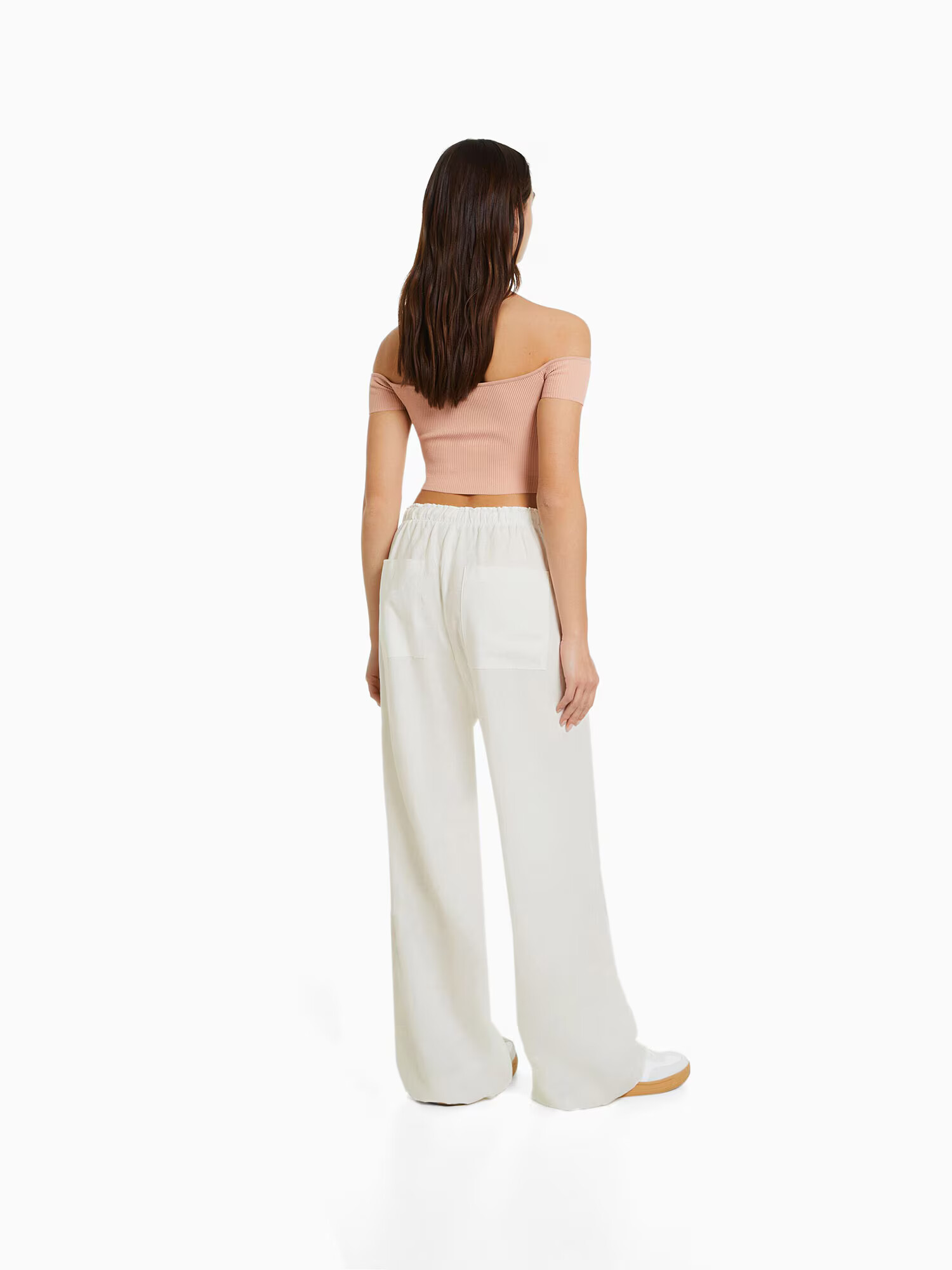 Bershka Pantaloni alb natural - Pled.ro