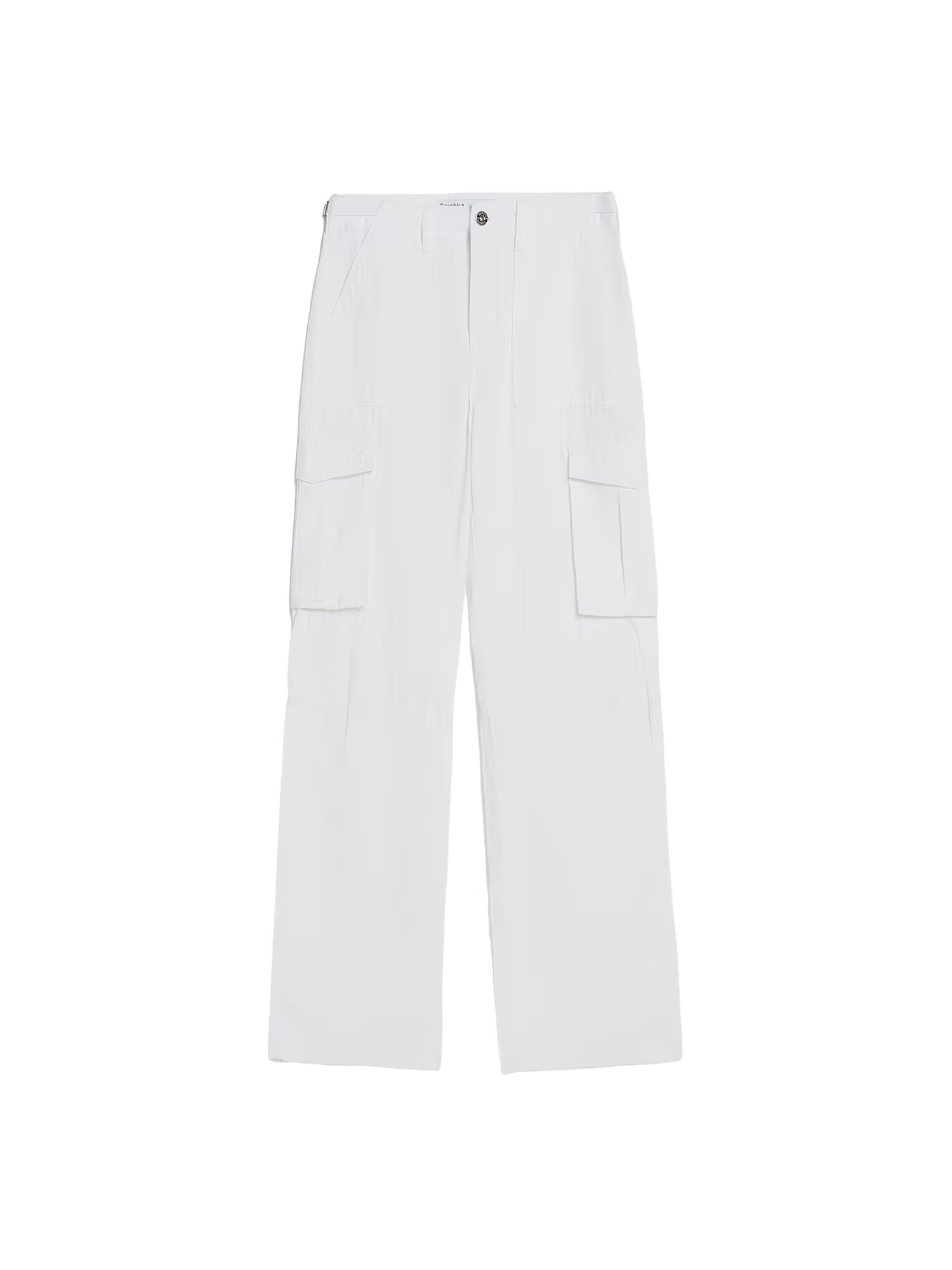 Bershka Pantaloni cu buzunare alb - Pled.ro