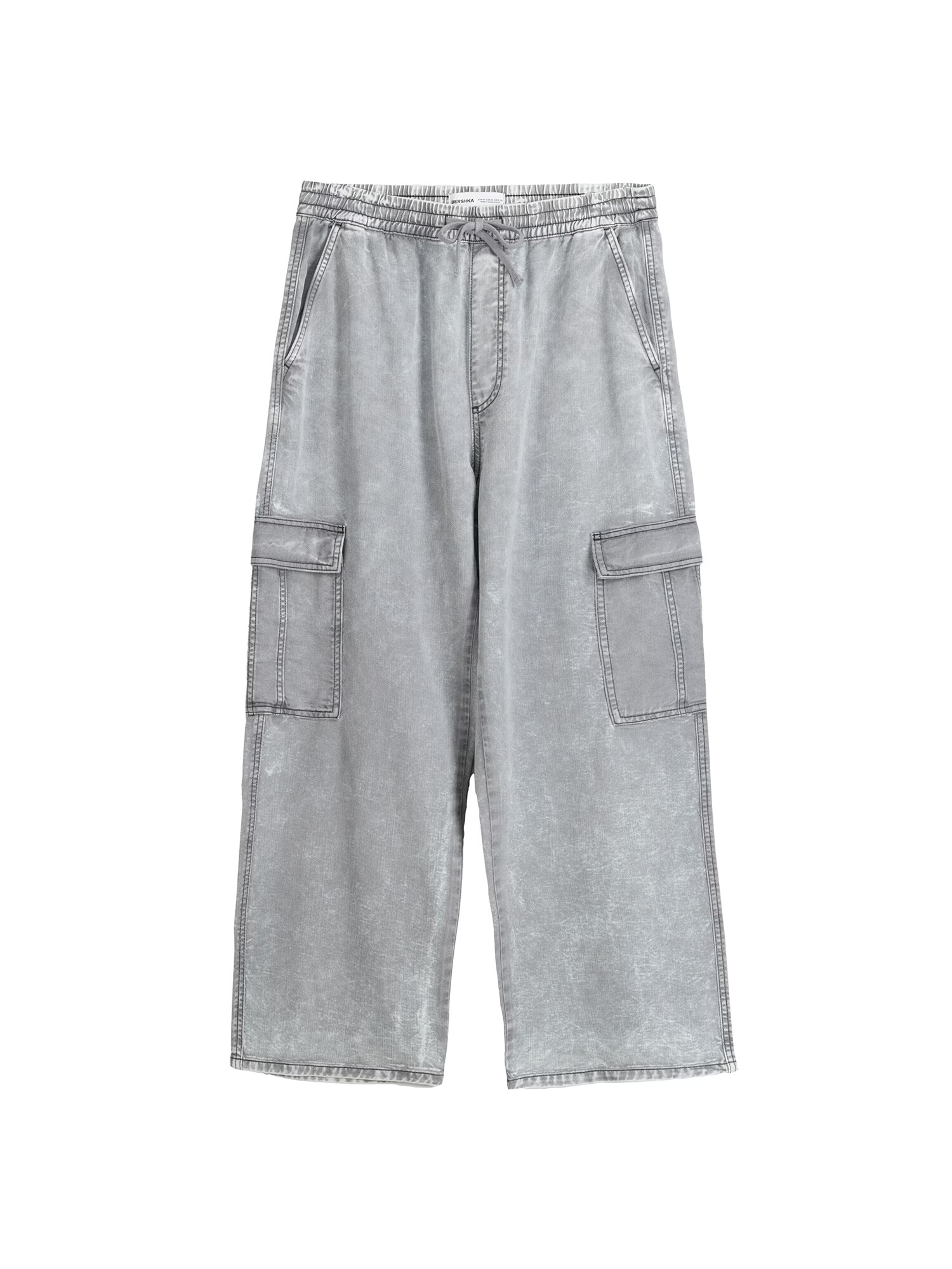 Bershka Pantaloni cu buzunare gri denim - Pled.ro