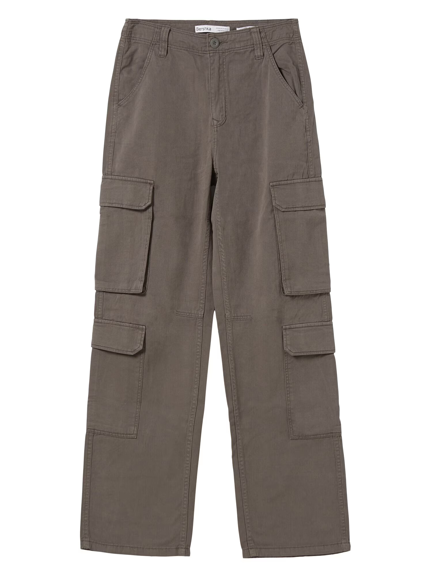 Bershka Pantaloni cu buzunare gri taupe - Pled.ro