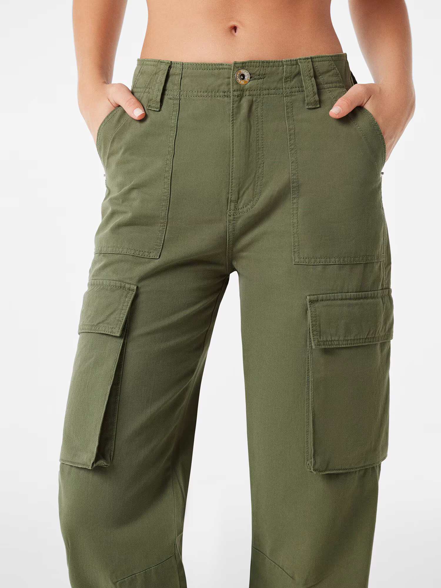 Bershka Pantaloni cu buzunare kaki - Pled.ro