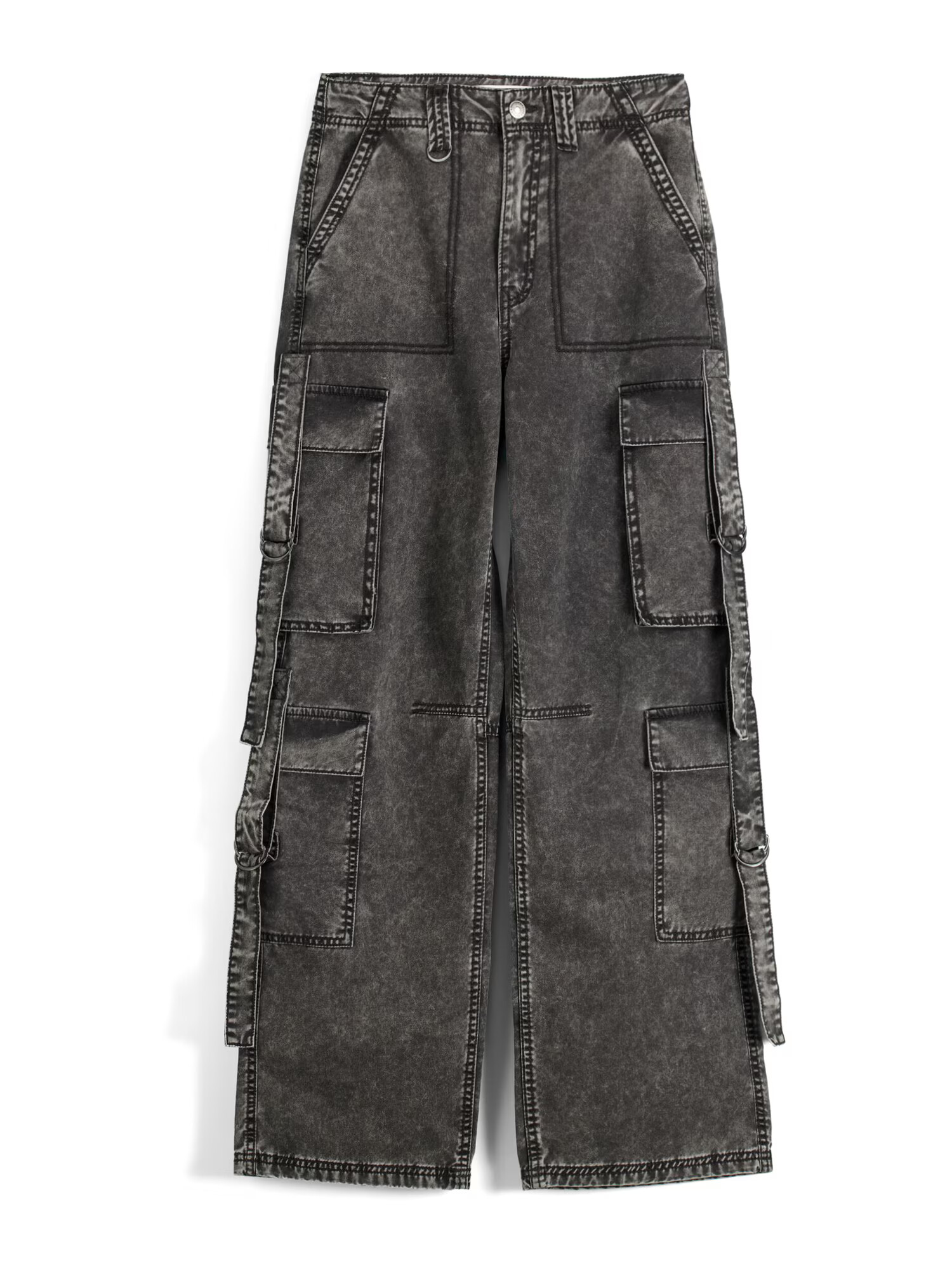 Bershka Pantaloni cu buzunare negru denim - Pled.ro