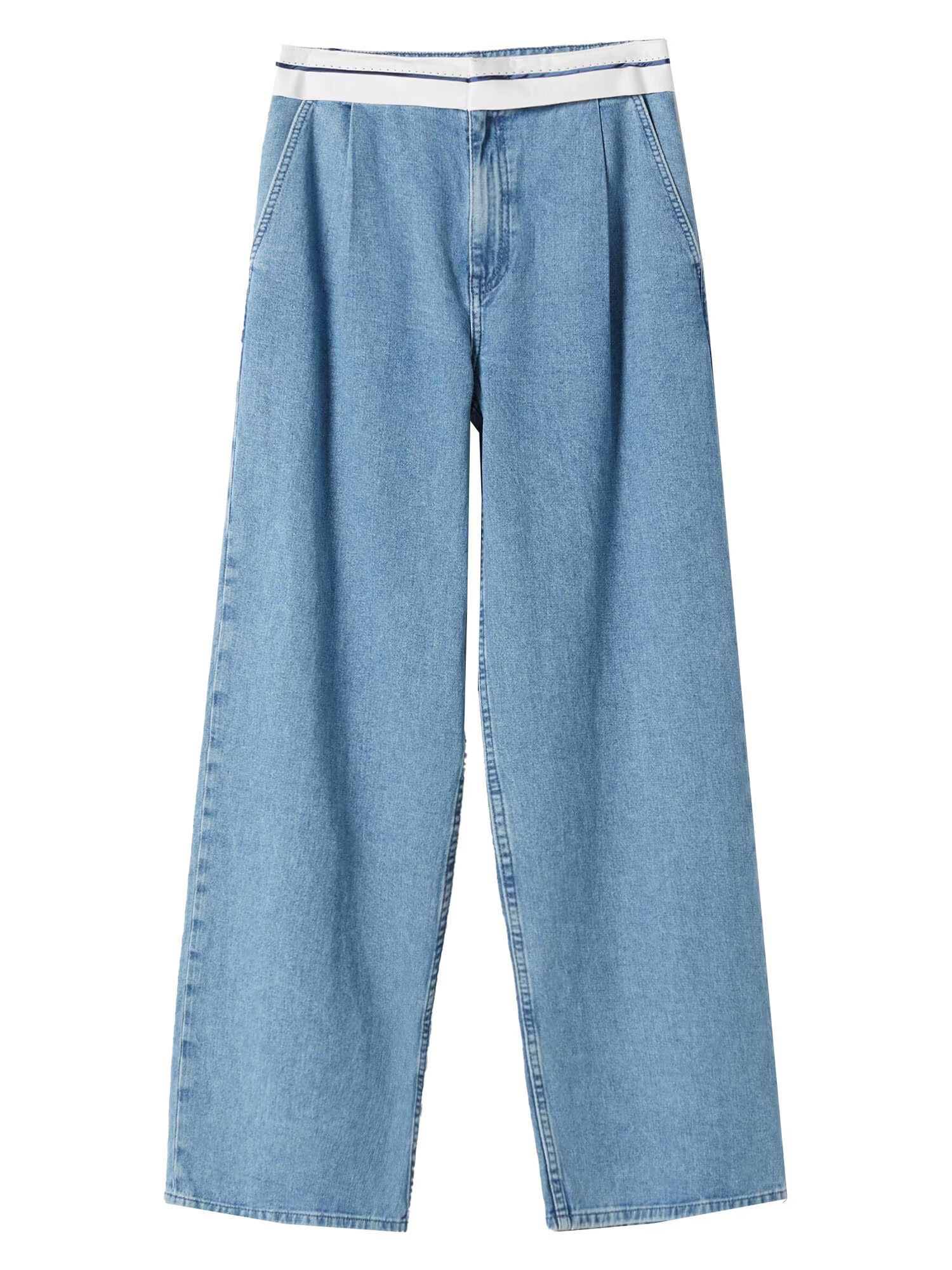 Bershka Pantaloni cu cute albastru denim - Pled.ro