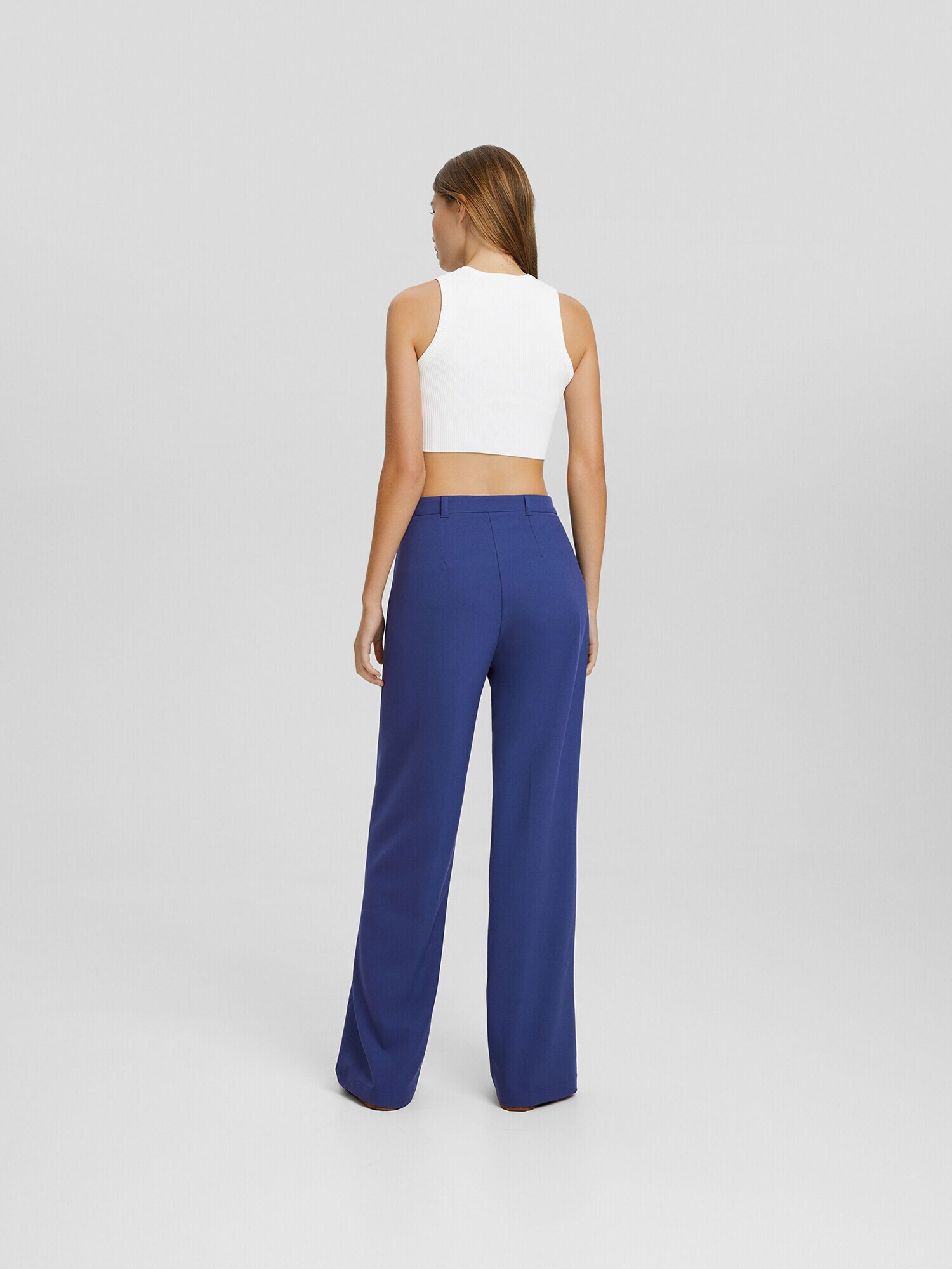 Bershka Pantaloni cu dungă bleumarin - Pled.ro