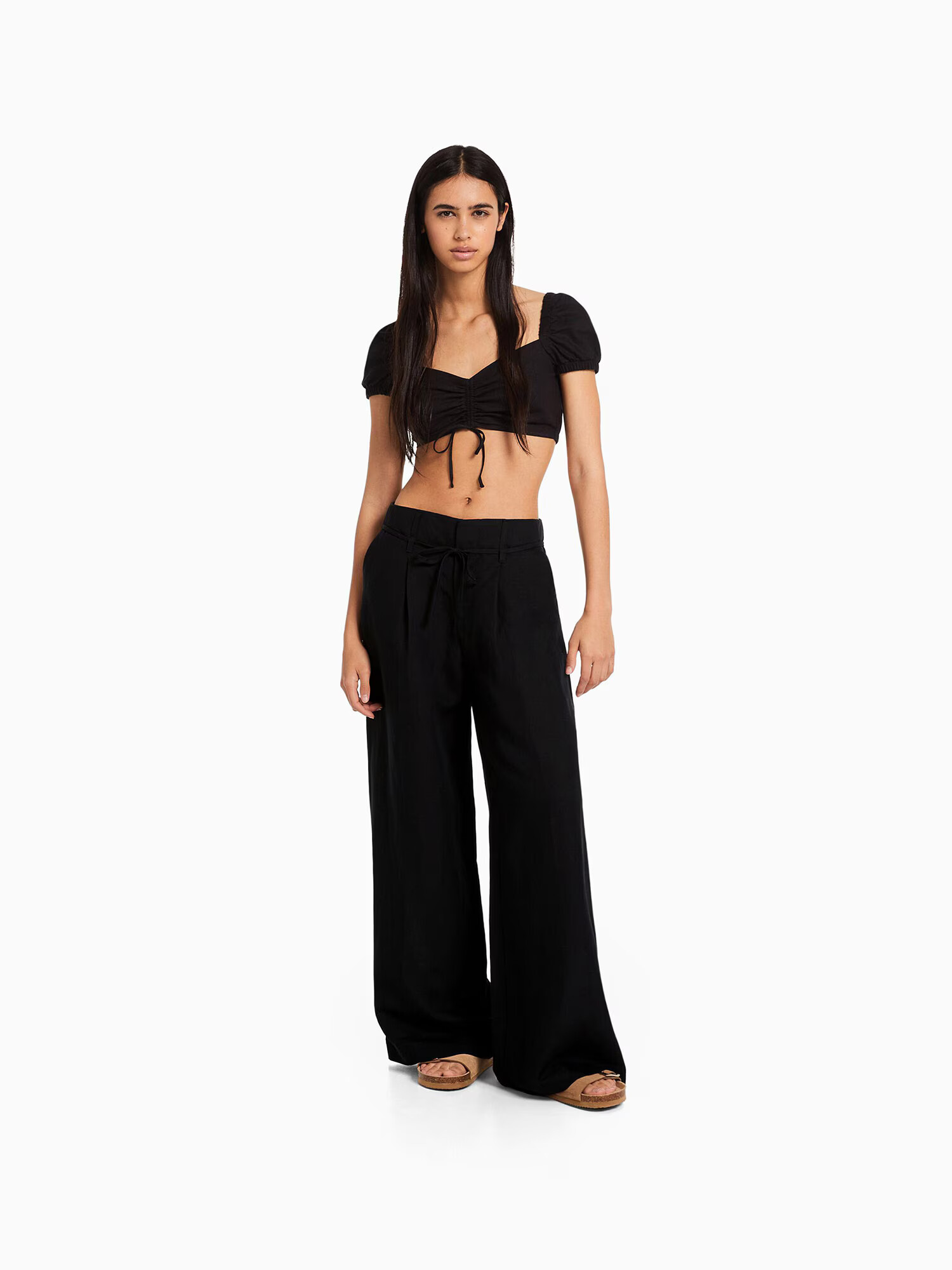 Bershka Pantaloni cutați negru - Pled.ro