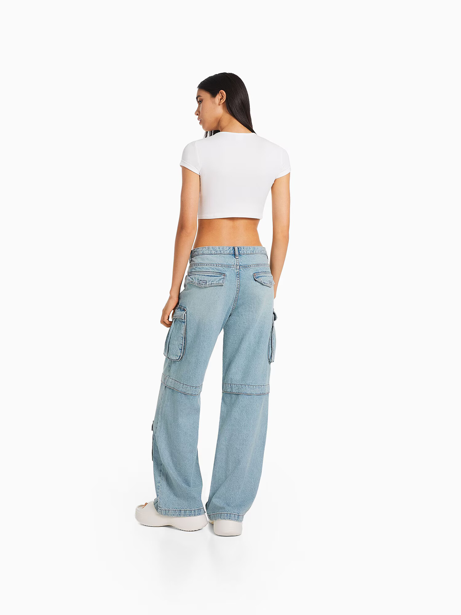 Bershka Pantaloni eleganți albastru denim - Pled.ro