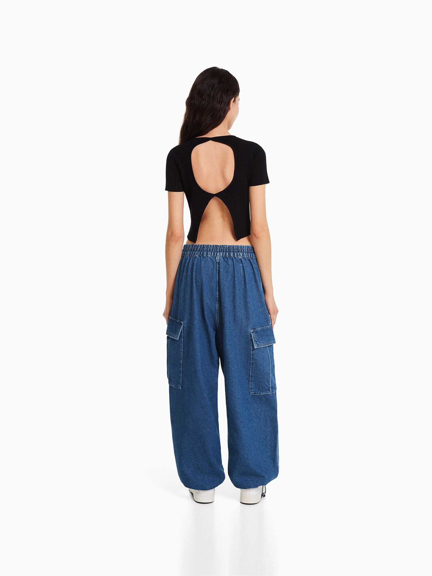 Bershka Pantaloni eleganți albastru denim - Pled.ro